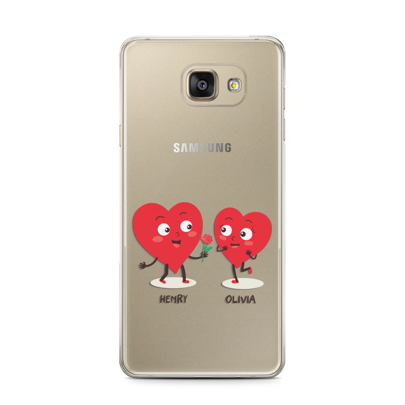 Love Heart Couples Custom Samsung Galaxy A7 2016 Case on gold phone