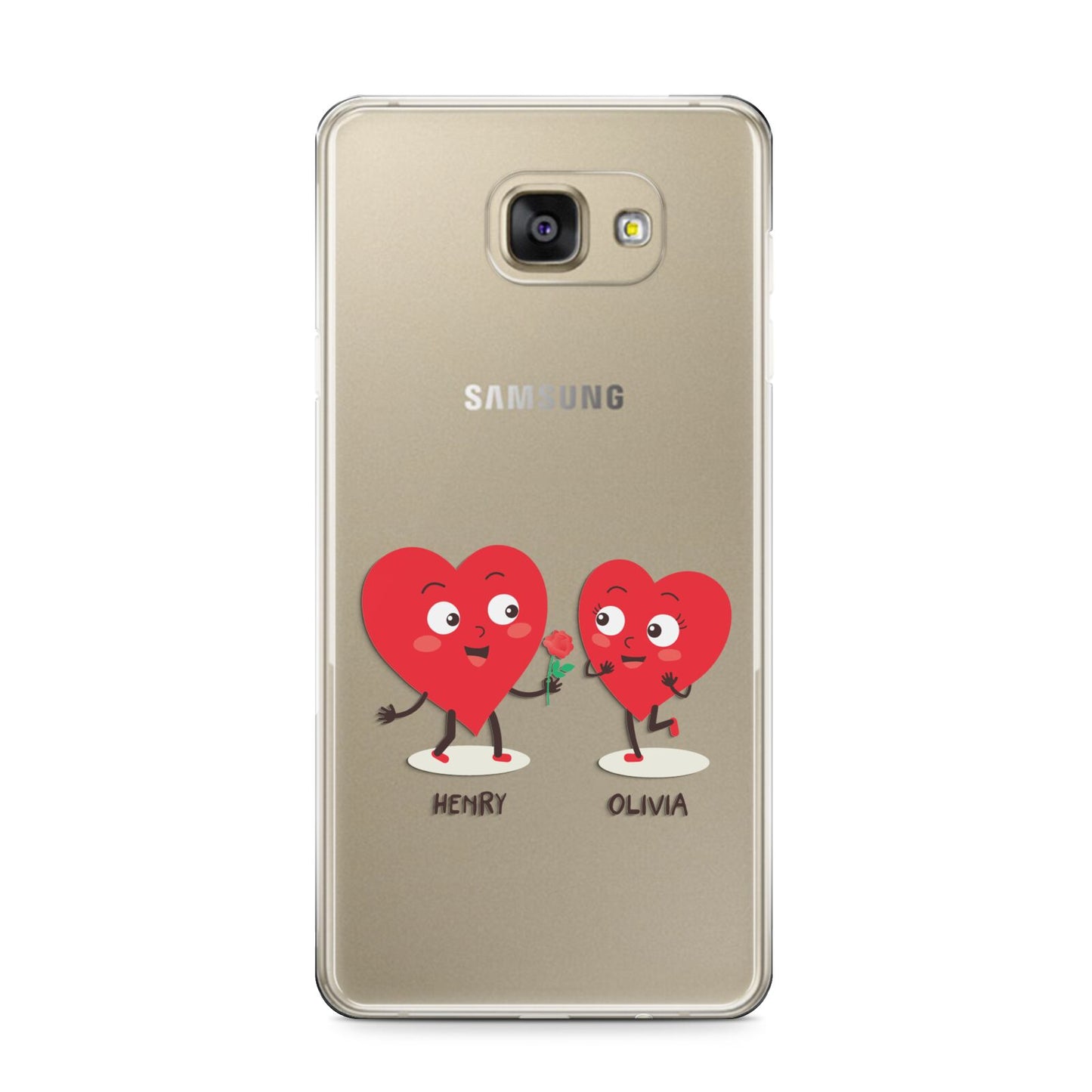 Love Heart Couples Custom Samsung Galaxy A9 2016 Case on gold phone