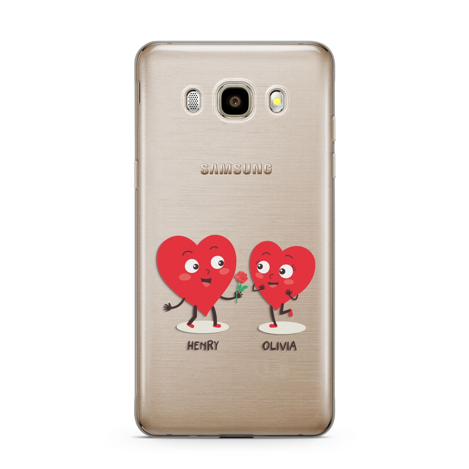 Love Heart Couples Custom Samsung Galaxy J7 2016 Case on gold phone