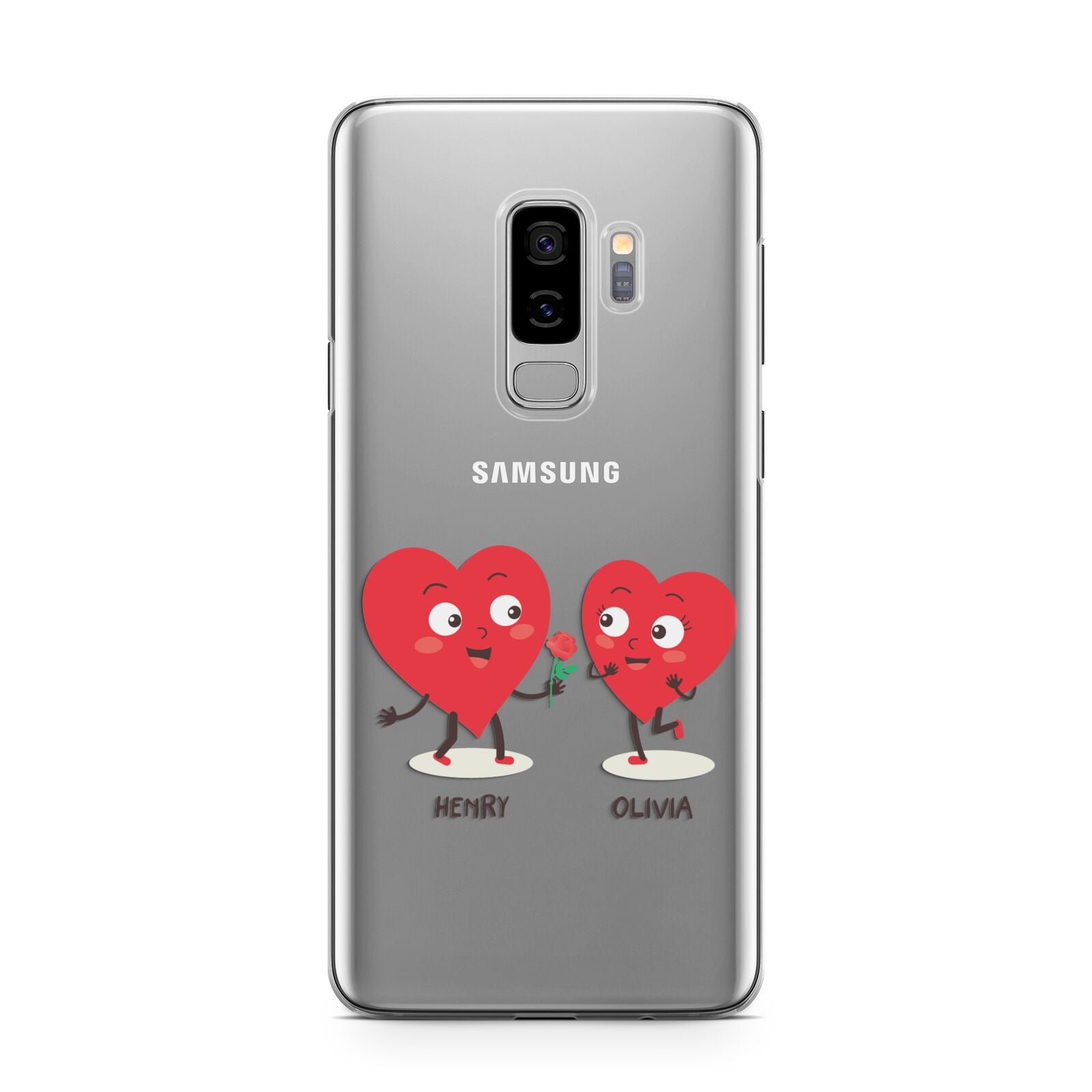 Love Heart Couples Custom Samsung Galaxy S9 Plus Case on Silver phone