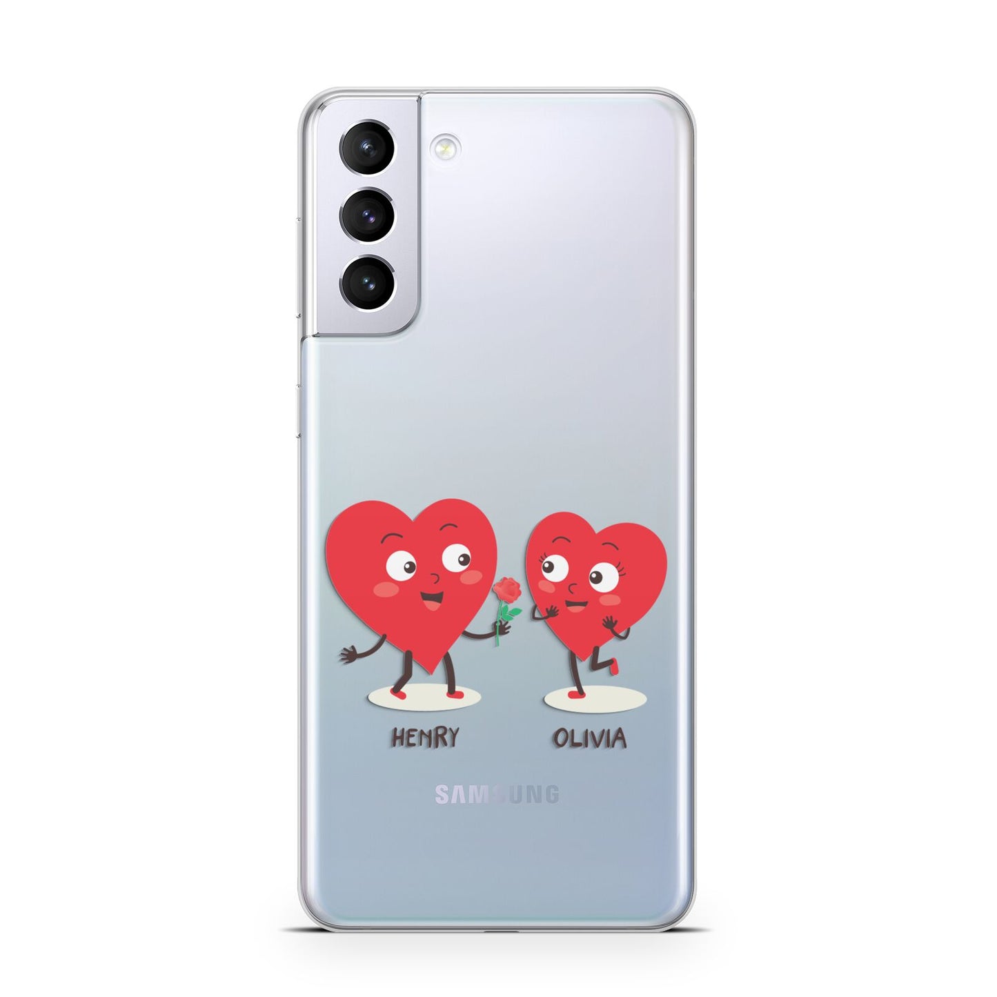 Love Heart Couples Custom Samsung S21 Plus Case