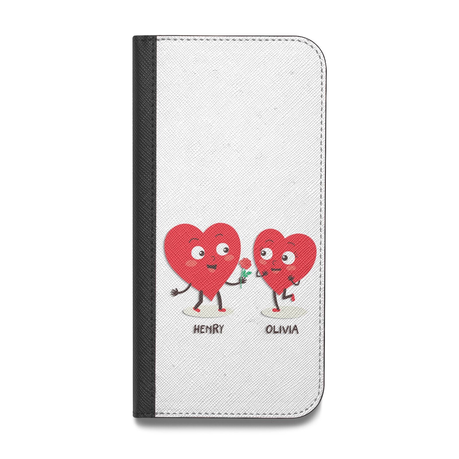 Love Heart Couples Custom Vegan Leather Flip Samsung Case