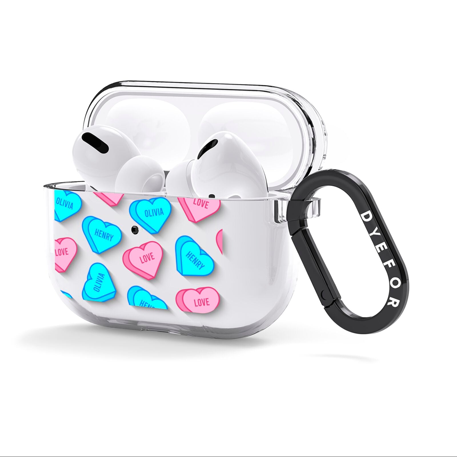 Love Heart Sweets with Names AirPods Clear Case 3rd Gen Side Image