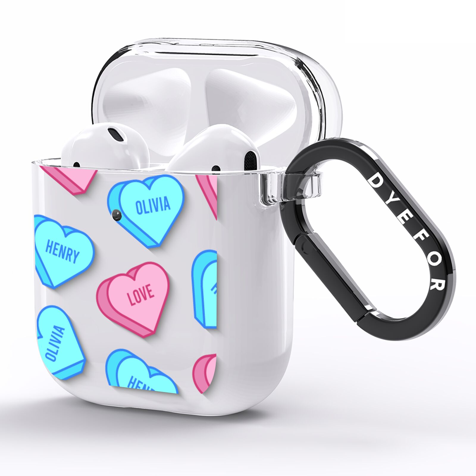 Love Heart Sweets with Names AirPods Clear Case Side Image