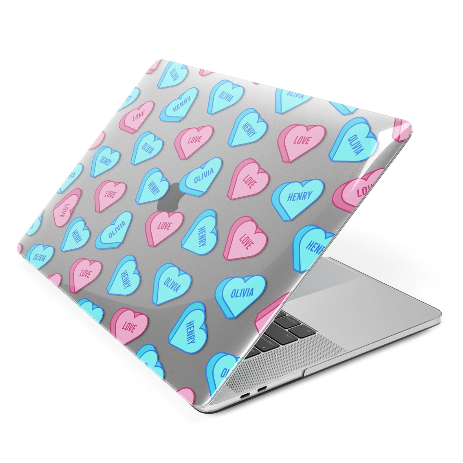 Love Heart Sweets with Names Apple MacBook Case Side View