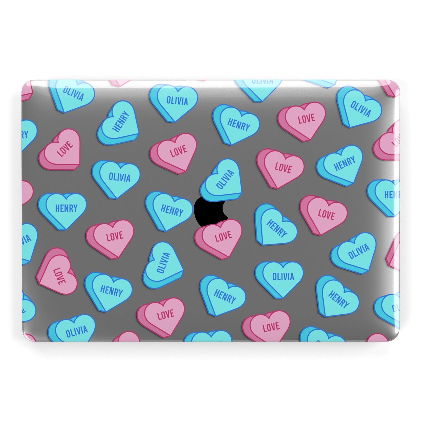 Love Heart Sweets with Names Apple MacBook Case