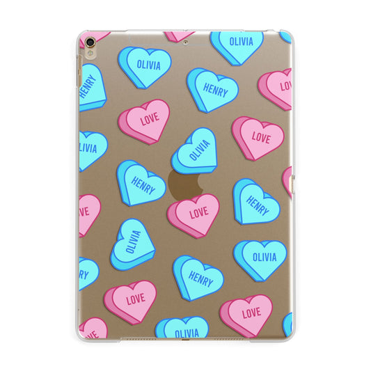 Love Heart Sweets with Names Apple iPad Gold Case