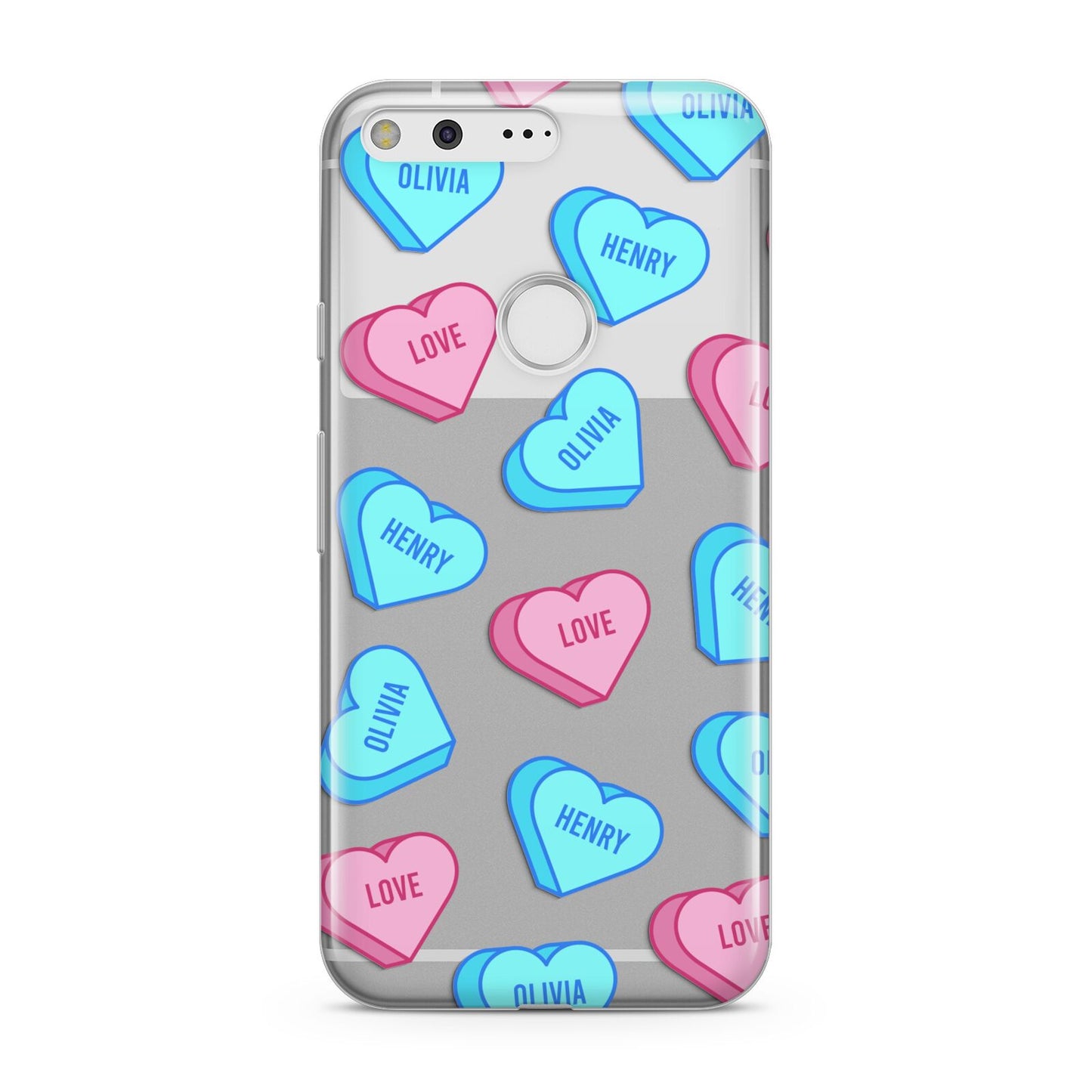 Love Heart Sweets with Names Google Pixel Case