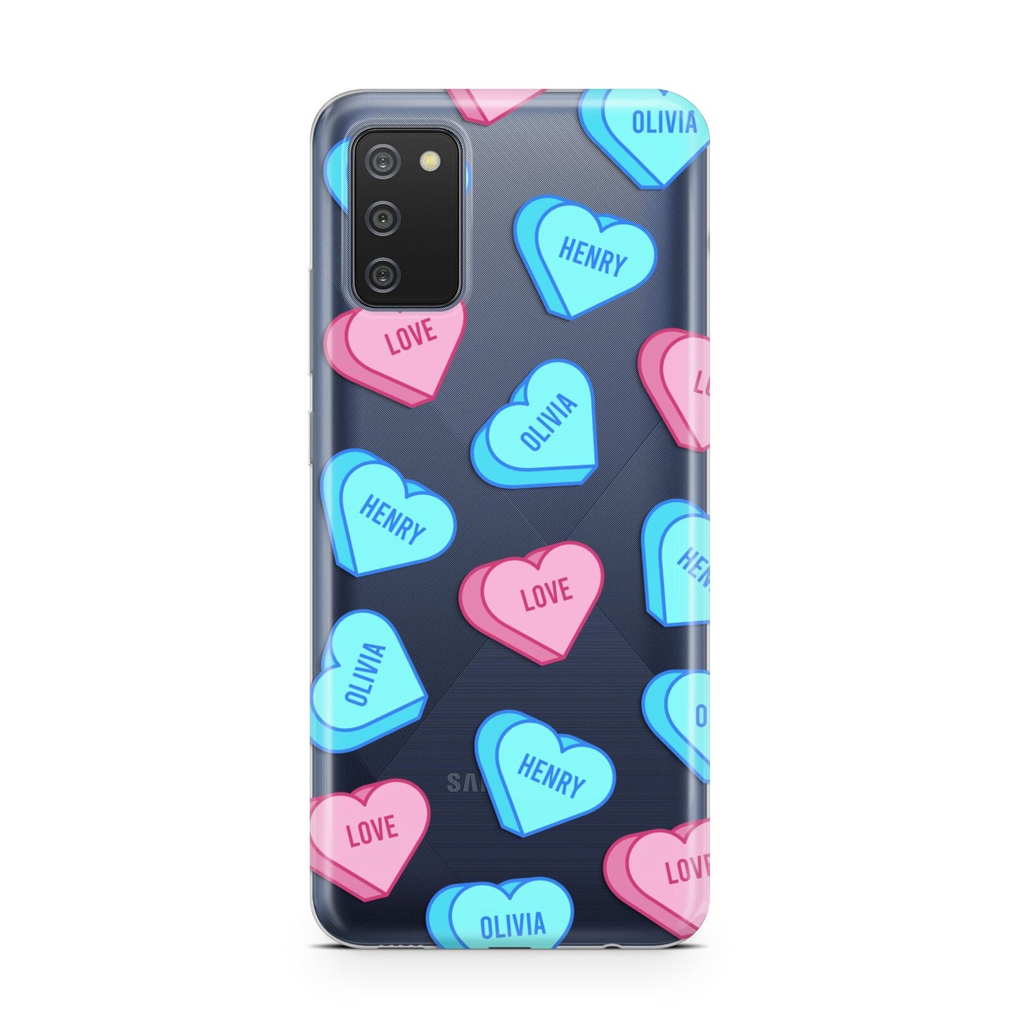 Love Heart Sweets with Names Samsung A02s Case