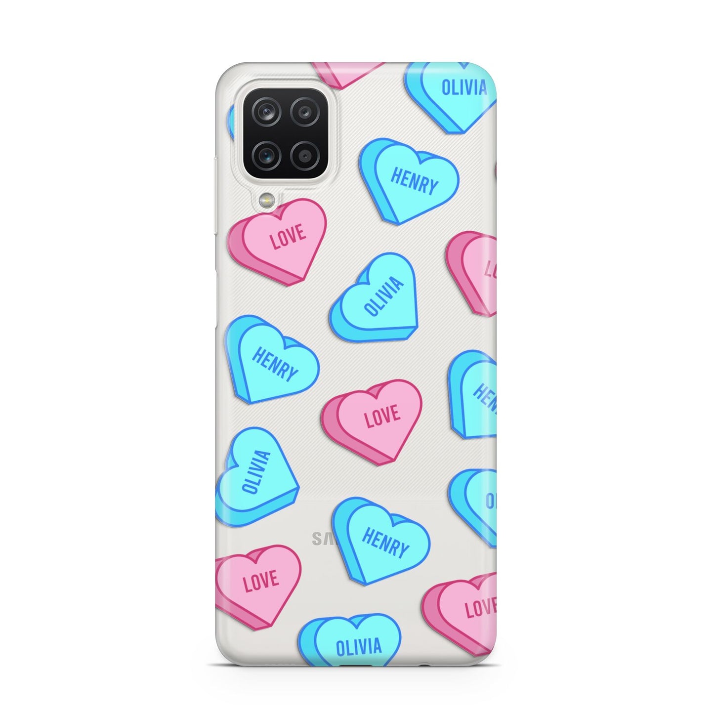 Love Heart Sweets with Names Samsung A12 Case