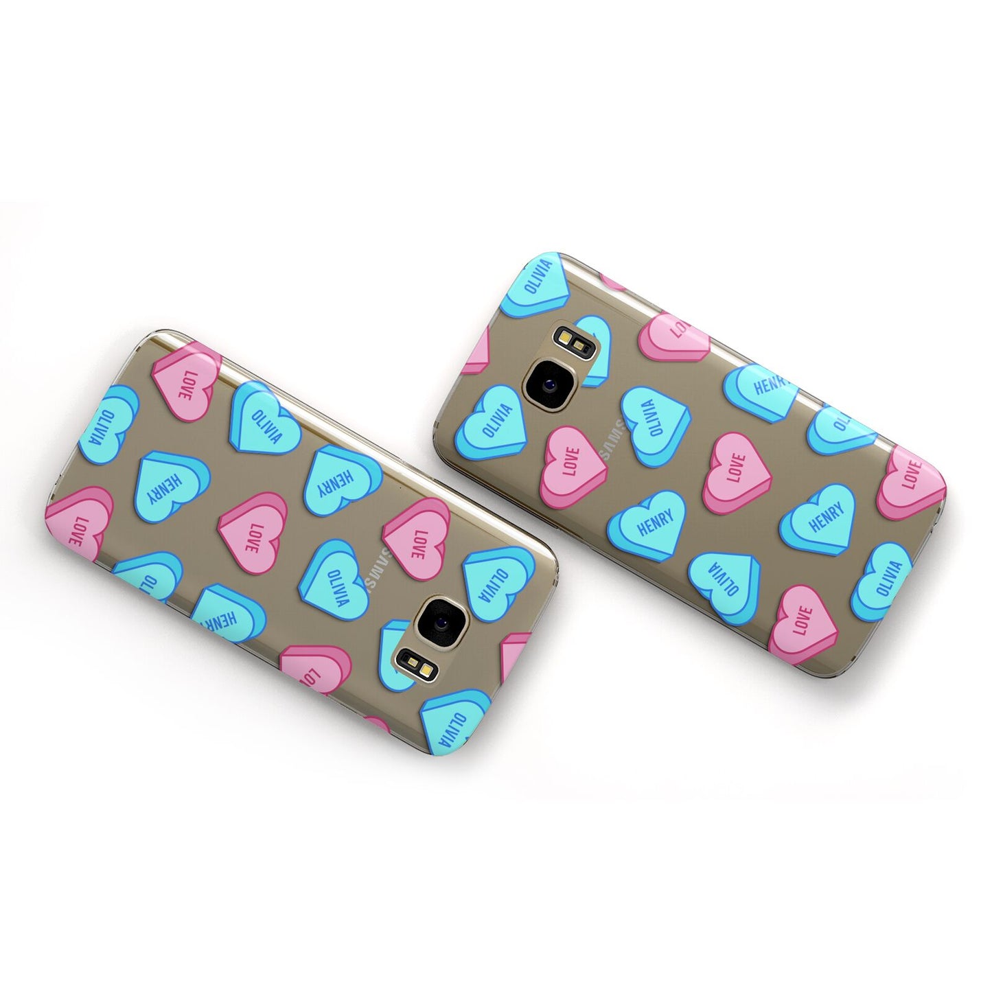 Love Heart Sweets with Names Samsung Galaxy Case Flat Overview