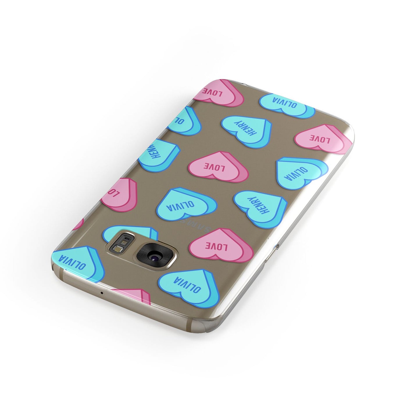 Love Heart Sweets with Names Samsung Galaxy Case Front Close Up