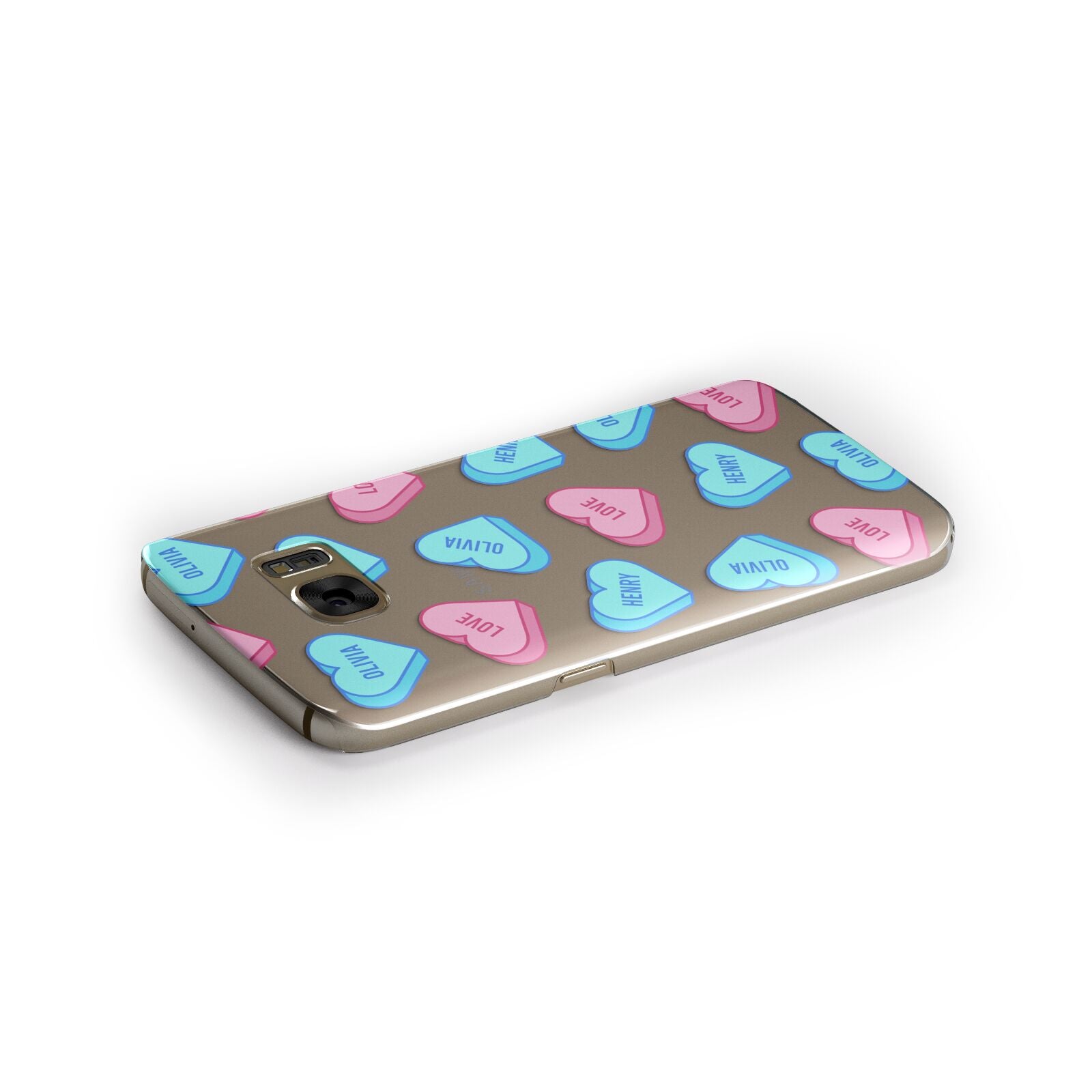 Love Heart Sweets with Names Samsung Galaxy Case Side Close Up