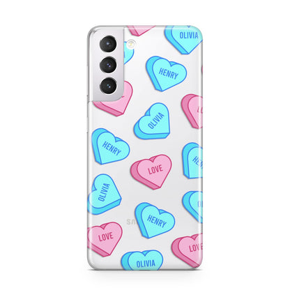 Love Heart Sweets with Names Samsung S21 Case