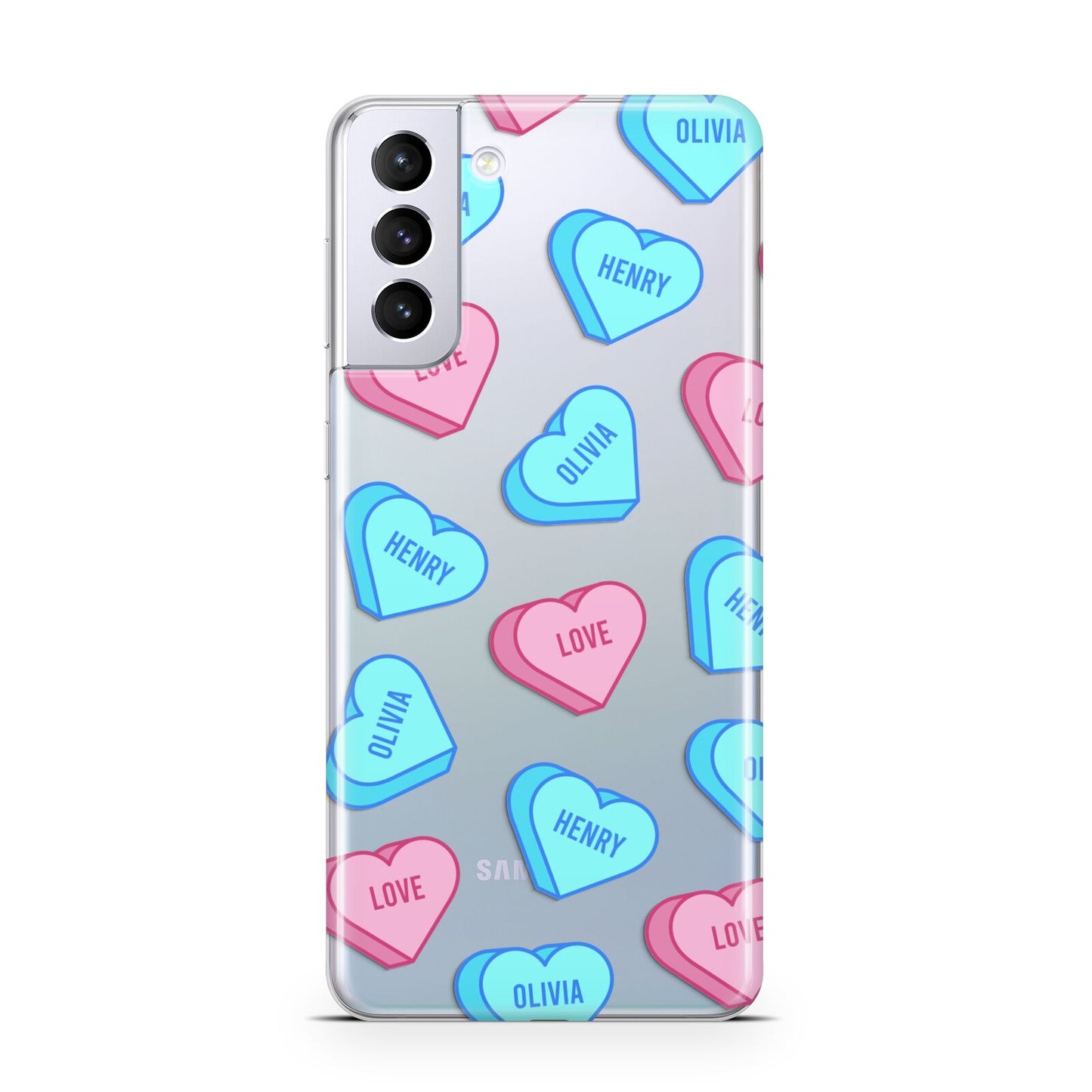 Love Heart Sweets with Names Samsung S21 Plus Case