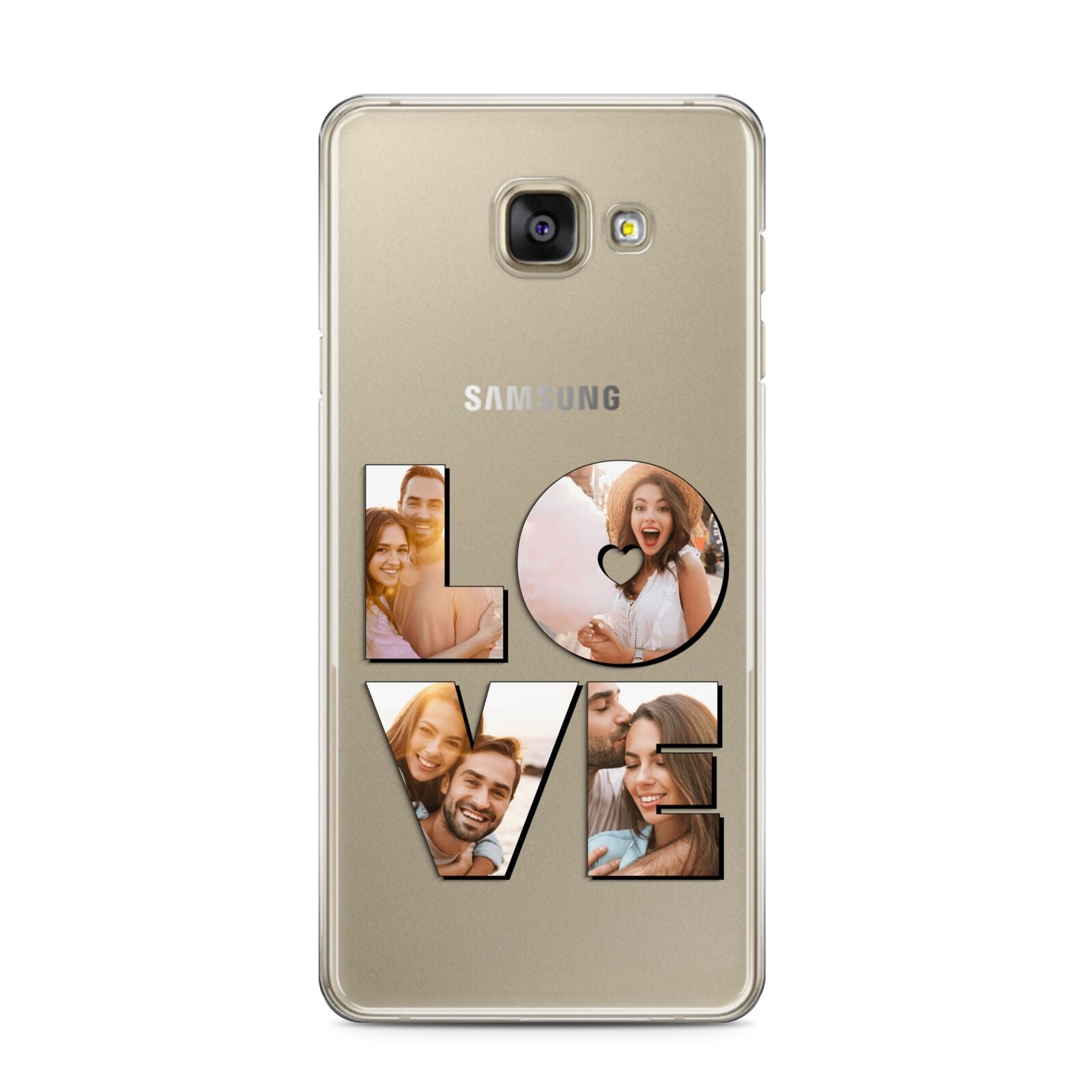 Love Personalised Photo Upload Samsung Galaxy A3 2016 Case on gold phone