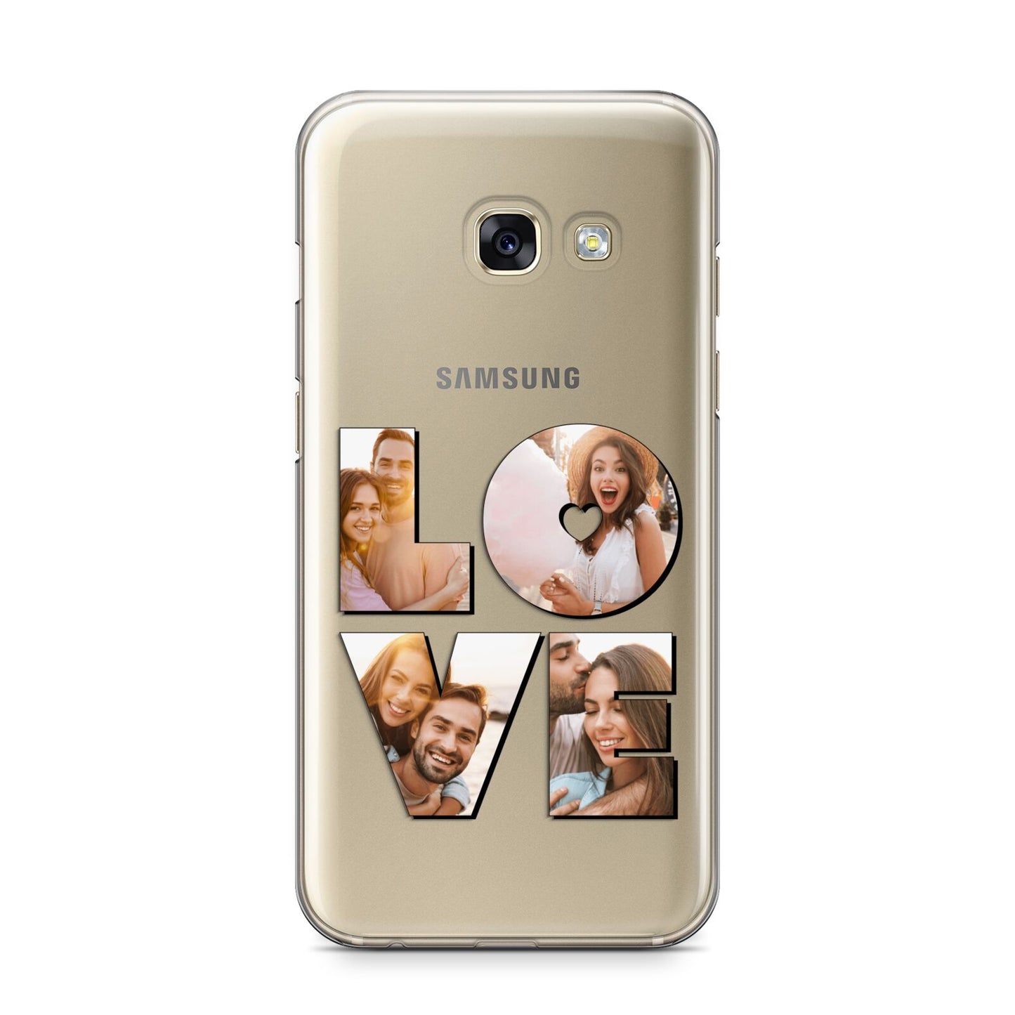 Love Personalised Photo Upload Samsung Galaxy A3 2017 Case on gold phone