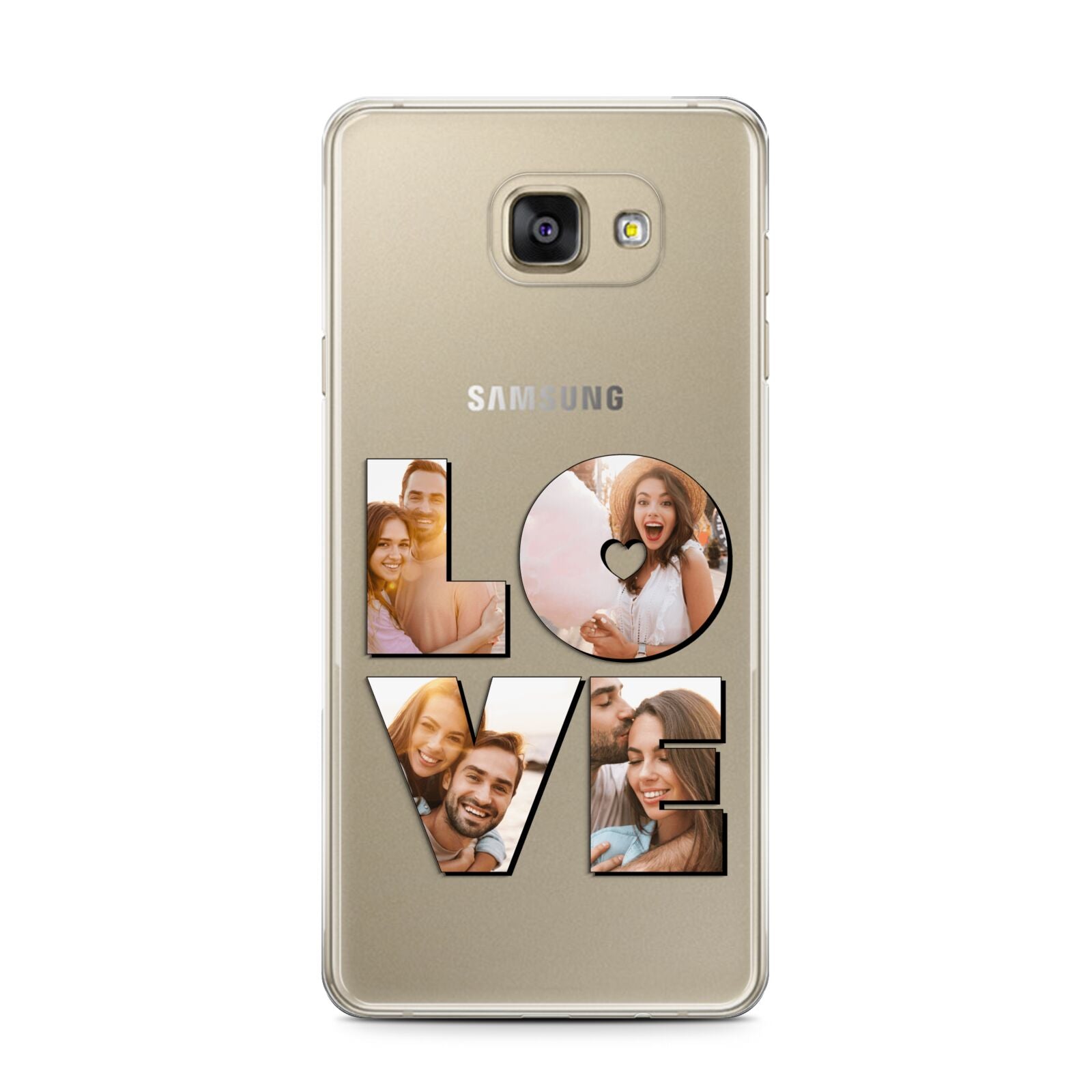 Love Personalised Photo Upload Samsung Galaxy A7 2016 Case on gold phone