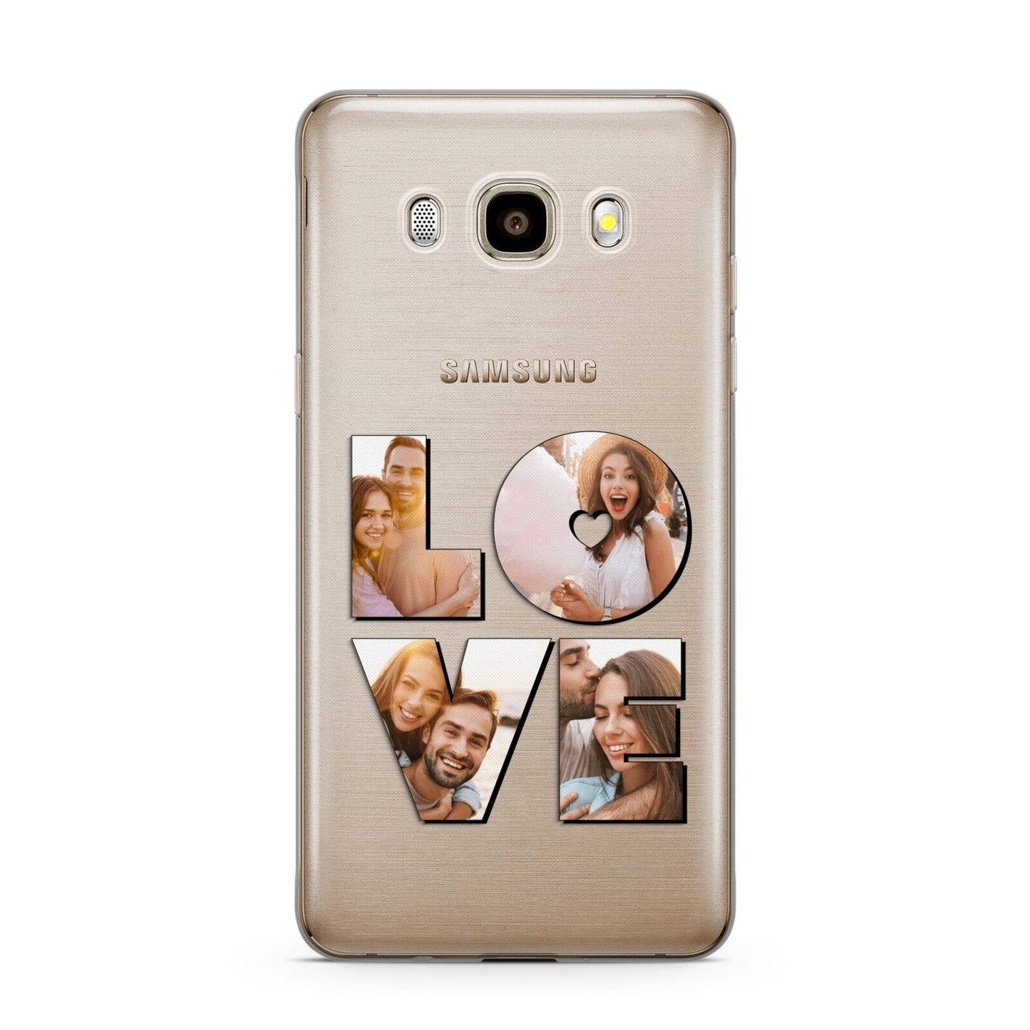 Love Personalised Photo Upload Samsung Galaxy J7 2016 Case on gold phone