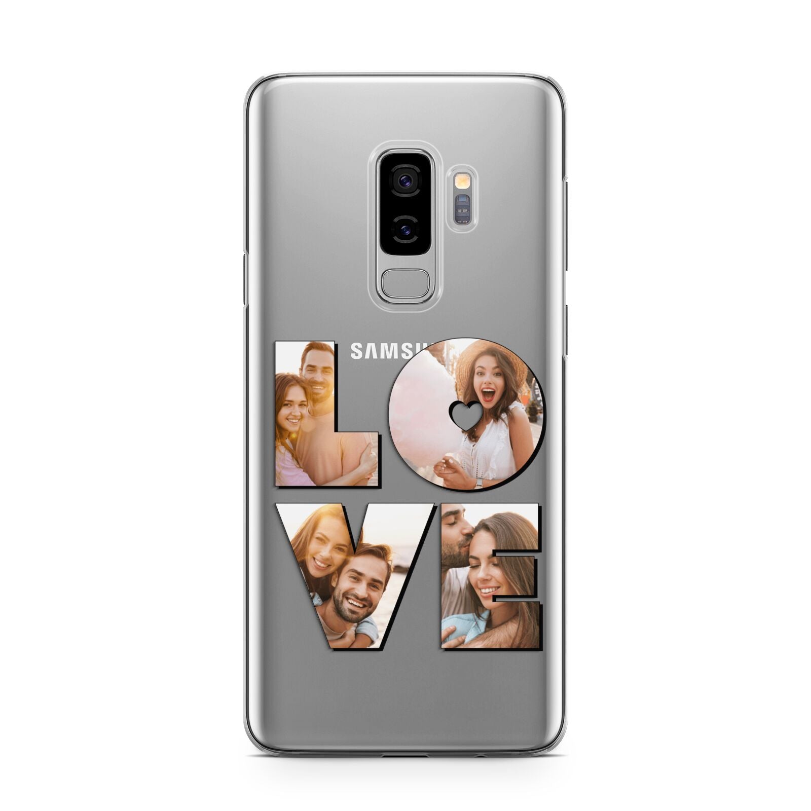 Love Personalised Photo Upload Samsung Galaxy S9 Plus Case on Silver phone