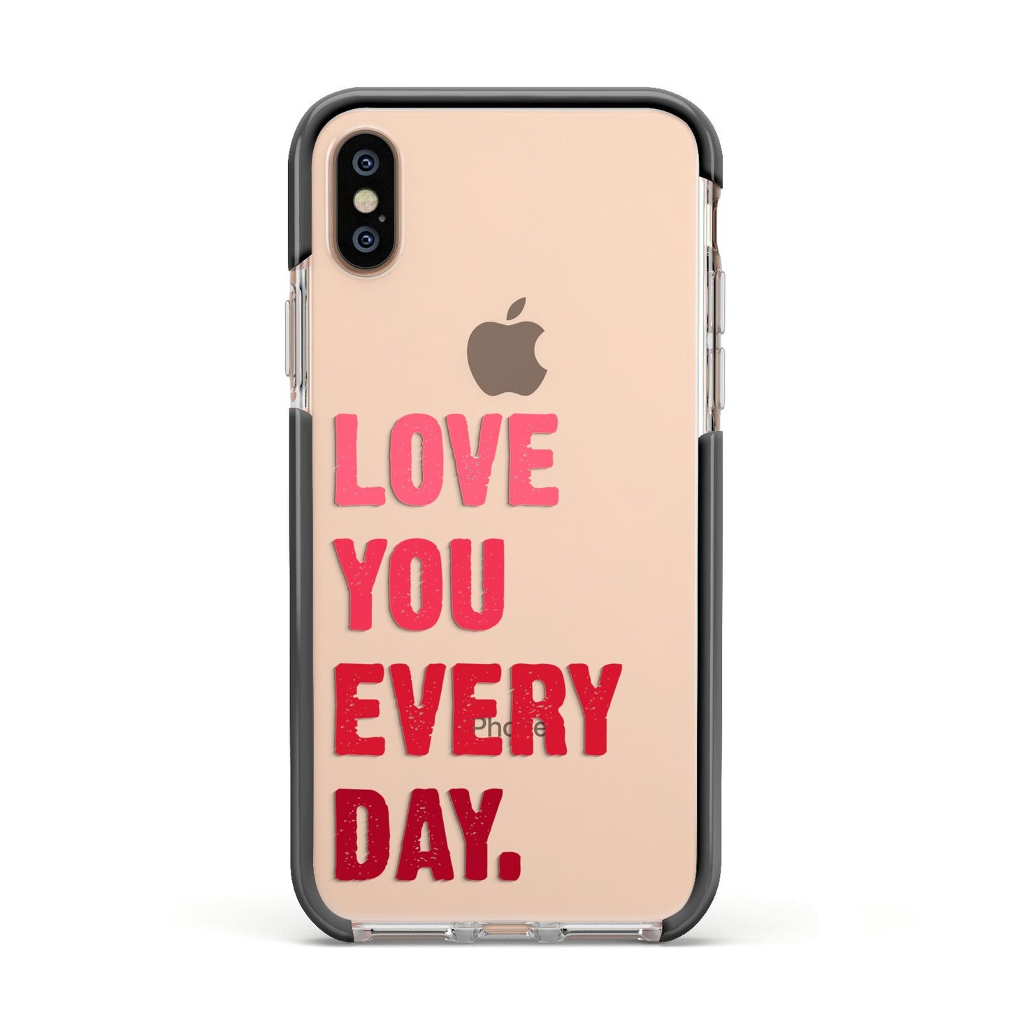 Love You Every Day Apple iPhone Xs Impact Case Black Edge on Gold Phone