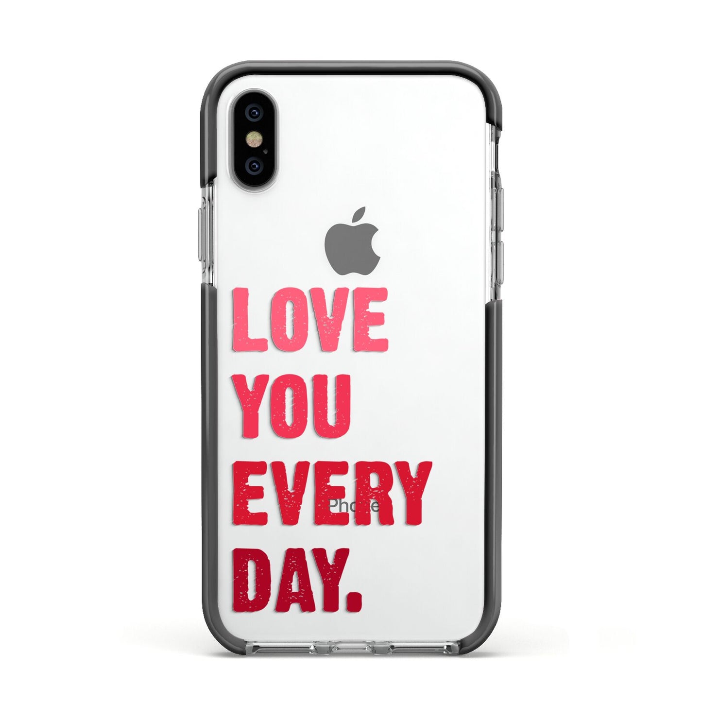 Love You Every Day Apple iPhone Xs Impact Case Black Edge on Silver Phone