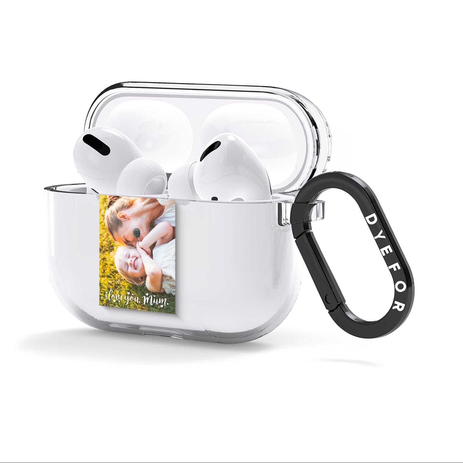 Love You Mum Photo Upload AirPods Clear Case 3rd Gen Side Image