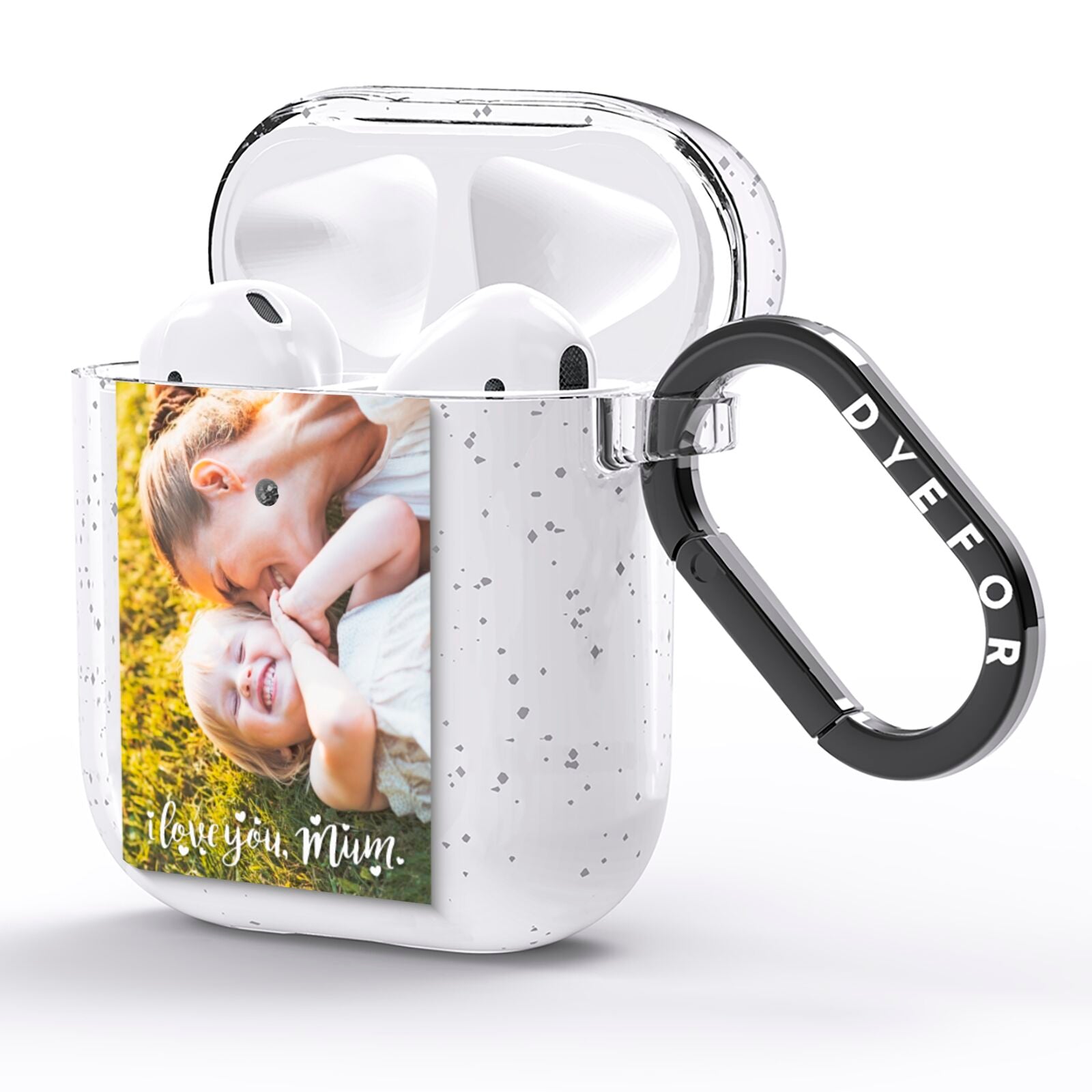 Love You Mum Photo Upload AirPods Glitter Case Side Image