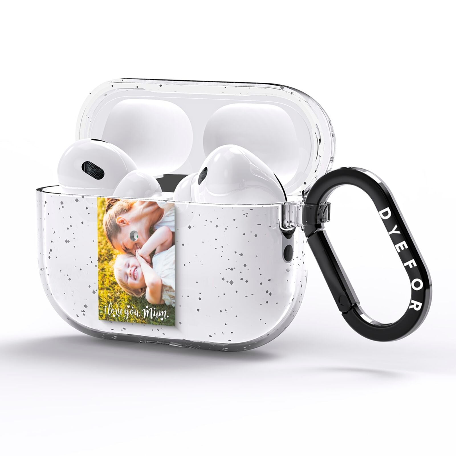 Love You Mum Photo Upload AirPods Pro Glitter Case Side Image