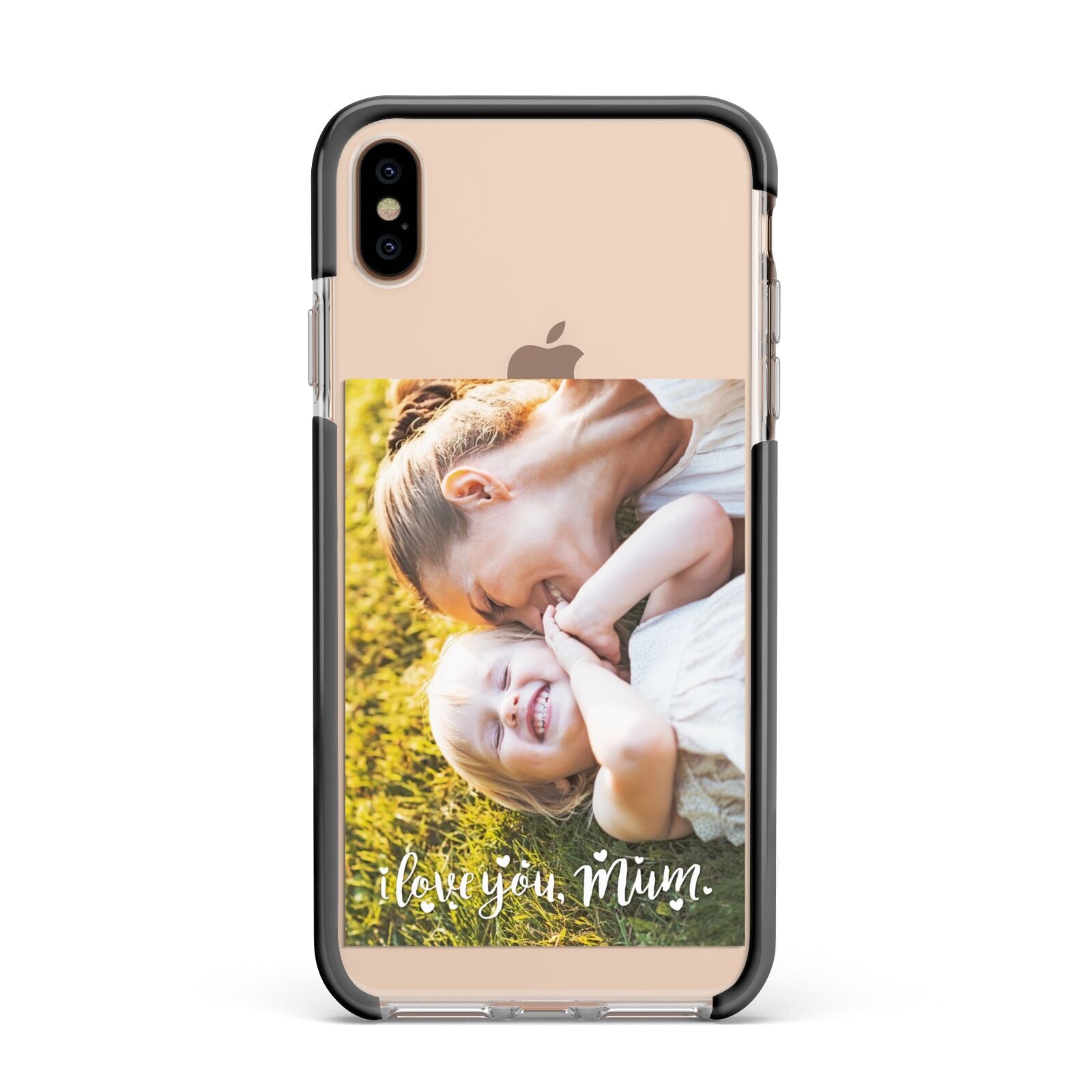 Love You Mum Photo Upload Apple iPhone Xs Max Impact Case Black Edge on Gold Phone