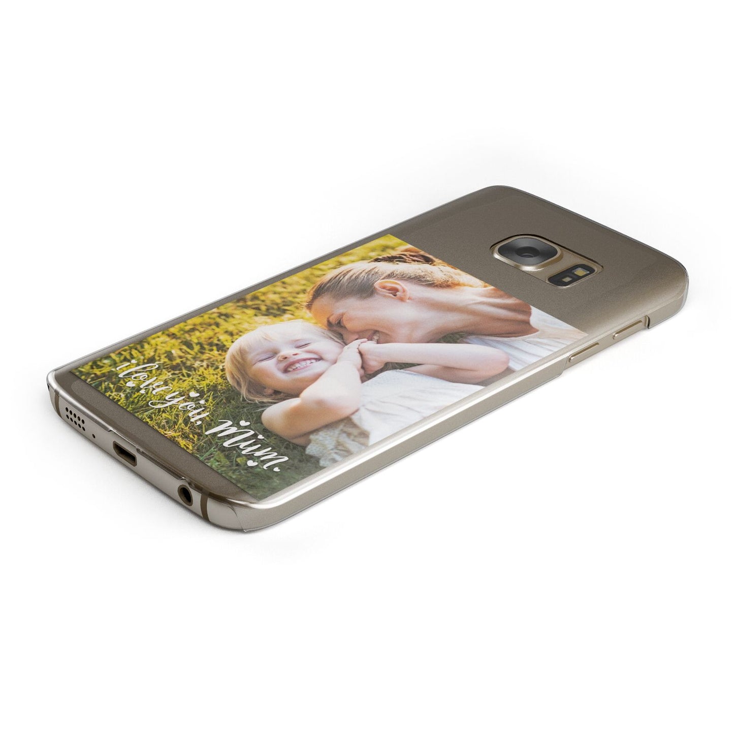 Love You Mum Photo Upload Protective Samsung Galaxy Case Angled Image