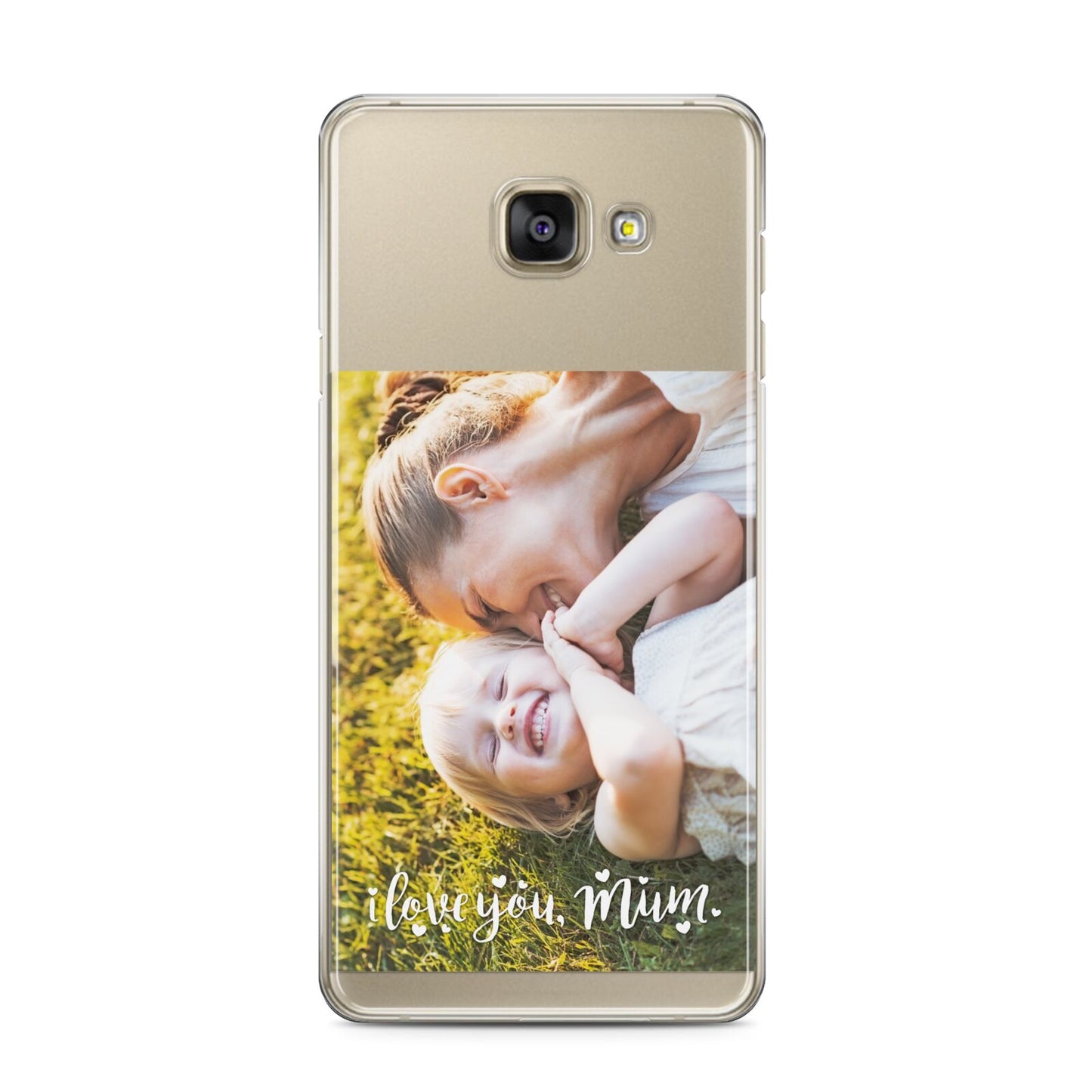 Love You Mum Photo Upload Samsung Galaxy A3 2016 Case on gold phone