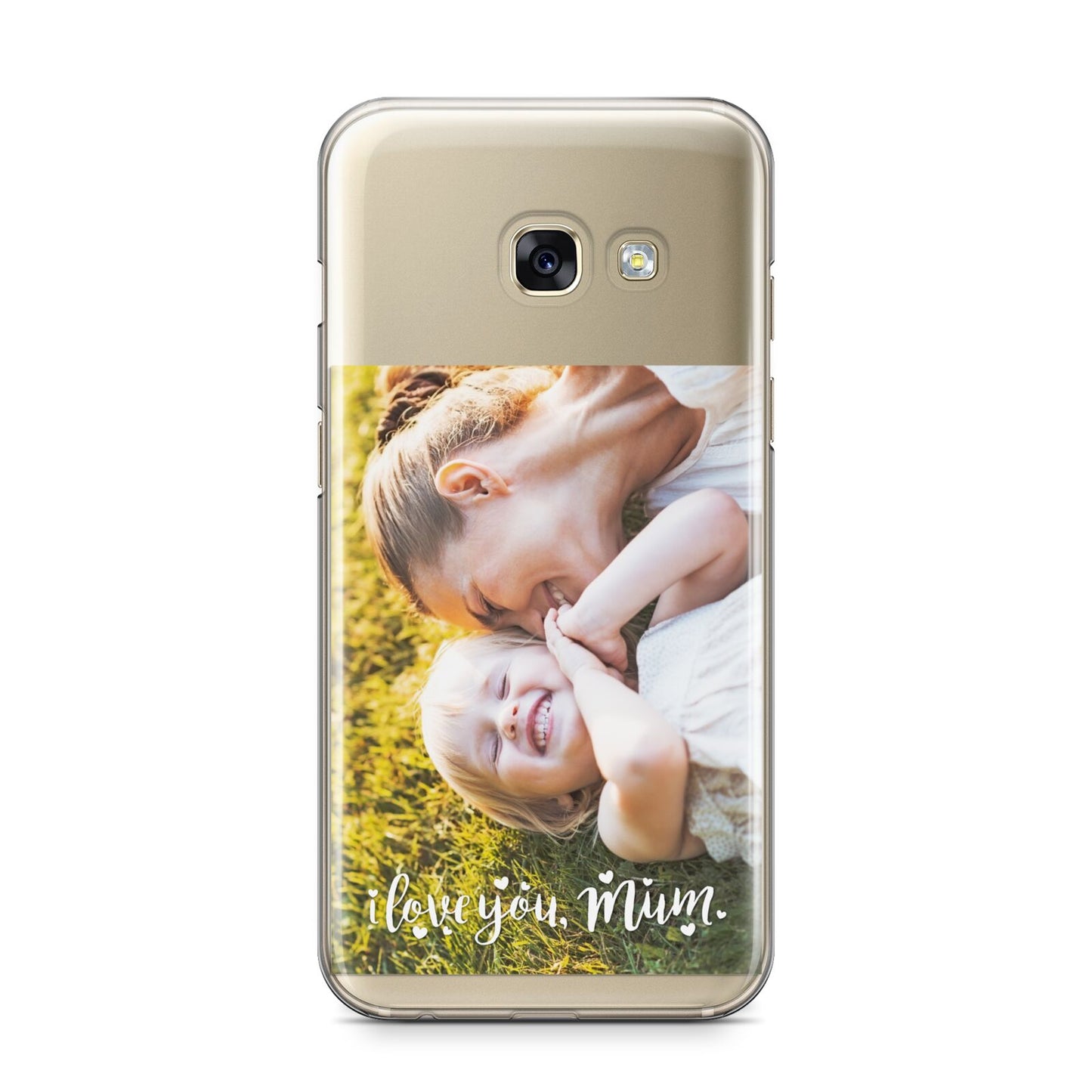 Love You Mum Photo Upload Samsung Galaxy A3 2017 Case on gold phone