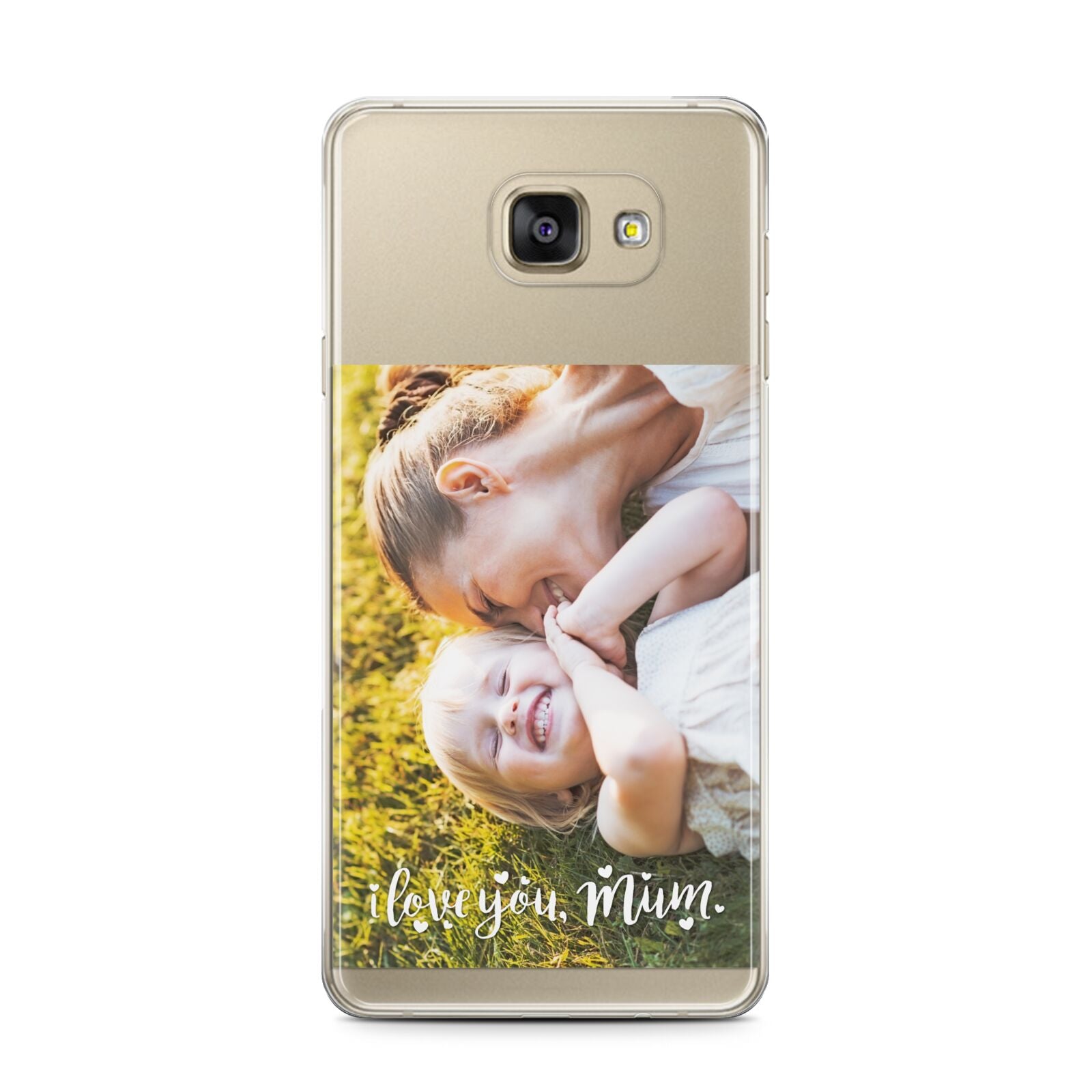 Love You Mum Photo Upload Samsung Galaxy A7 2016 Case on gold phone