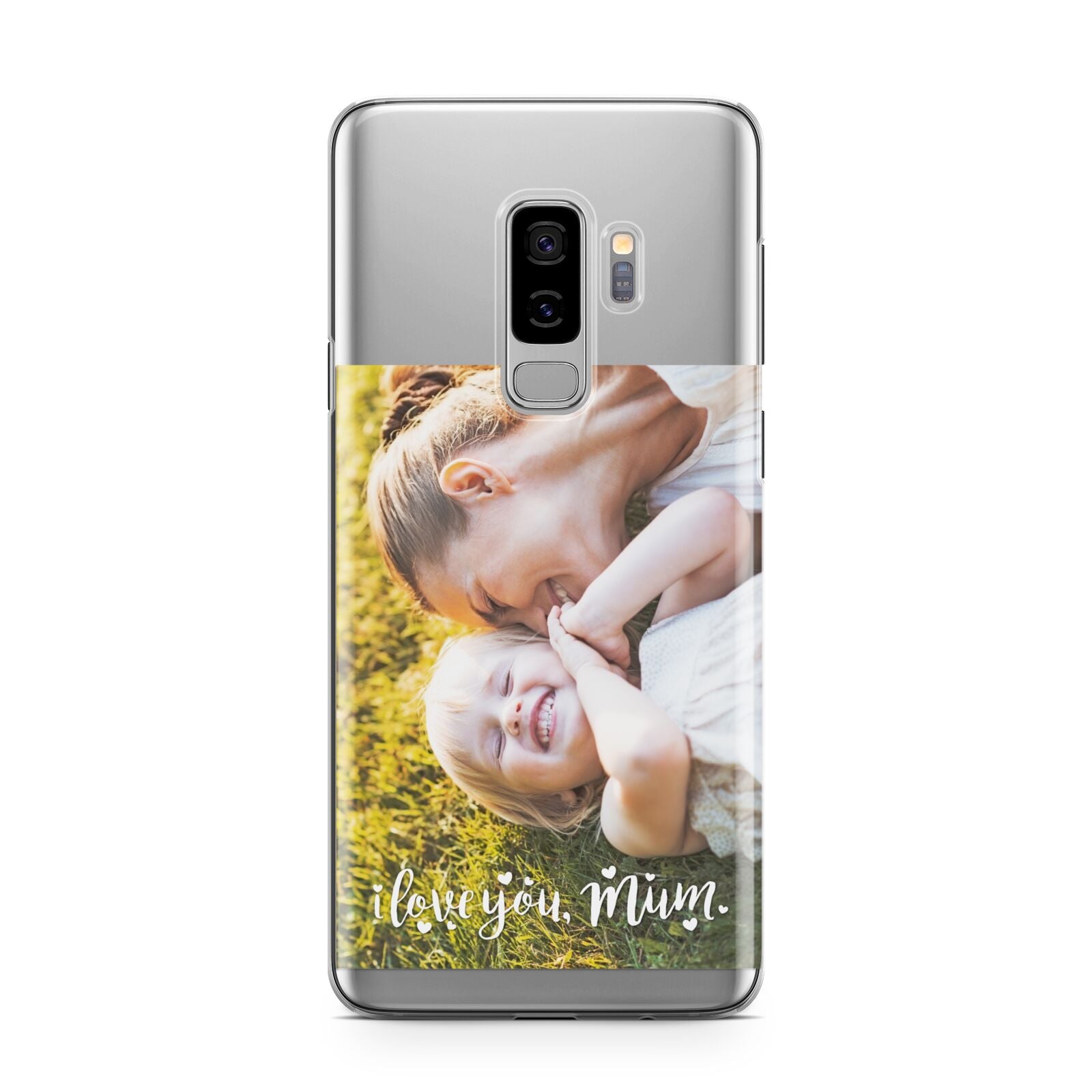 Love You Mum Photo Upload Samsung Galaxy S9 Plus Case on Silver phone