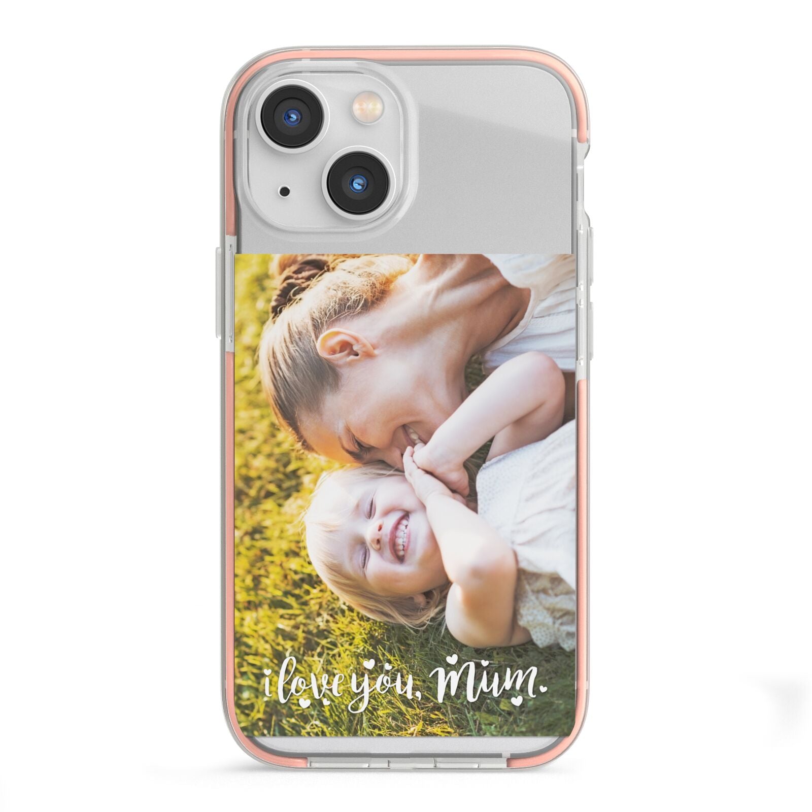 Love You Mum Photo Upload iPhone 13 Mini TPU Impact Case with Pink Edges