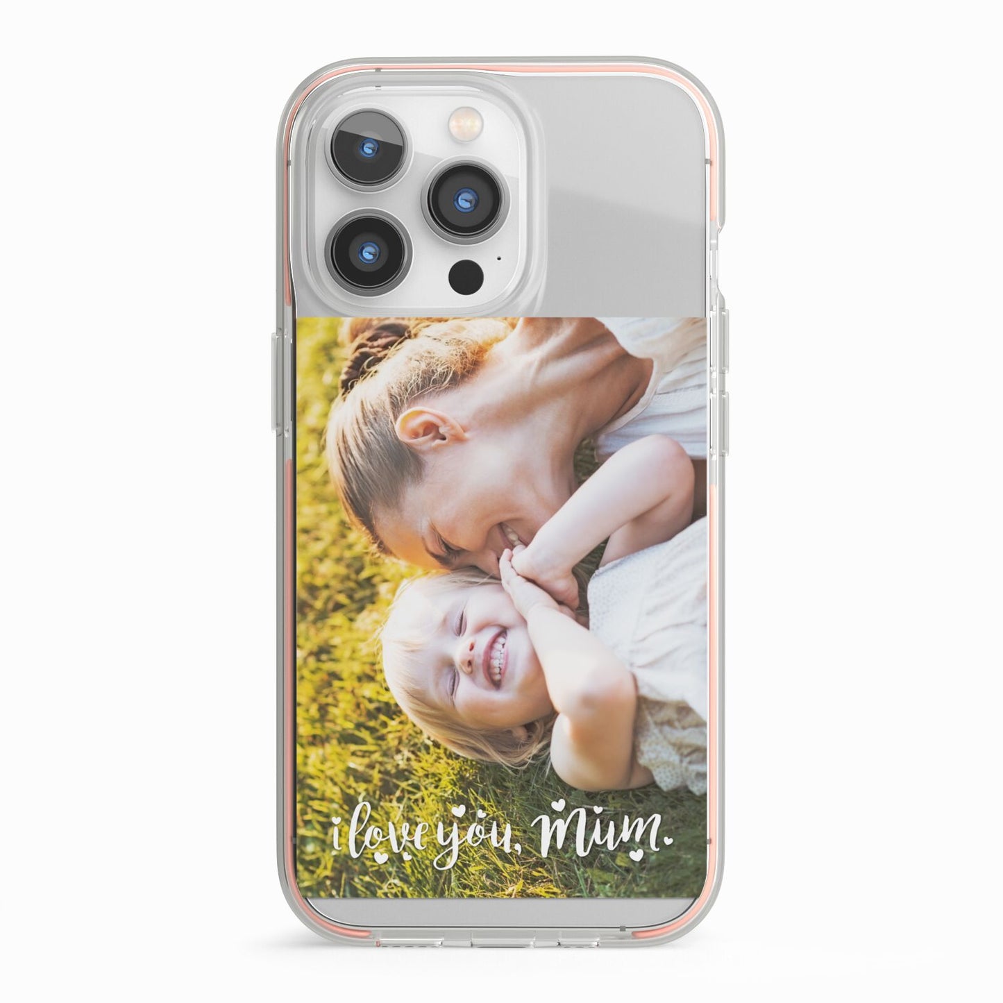 Love You Mum Photo Upload iPhone 13 Pro TPU Impact Case with Pink Edges