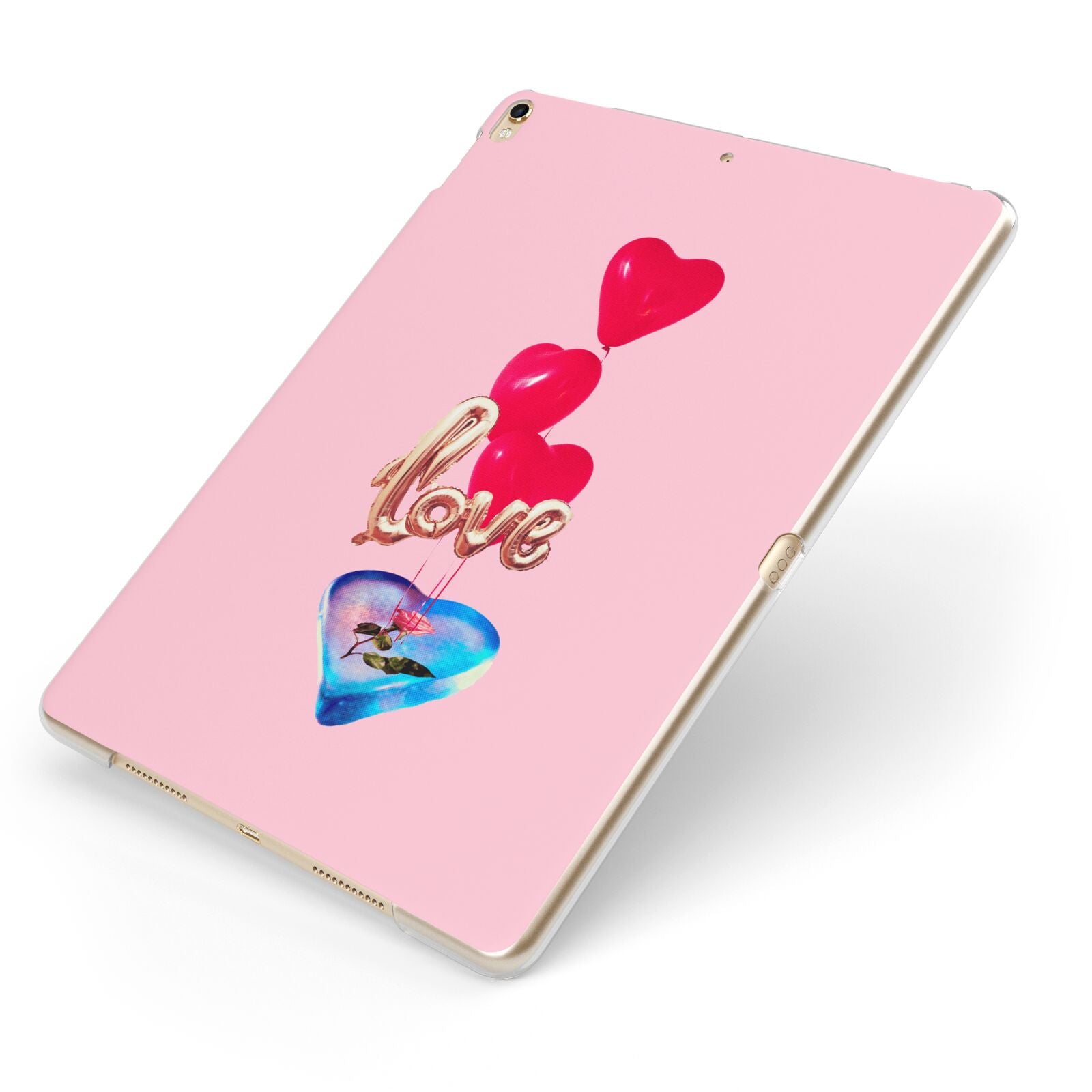 Love bubble balloon Apple iPad Case on Gold iPad Side View