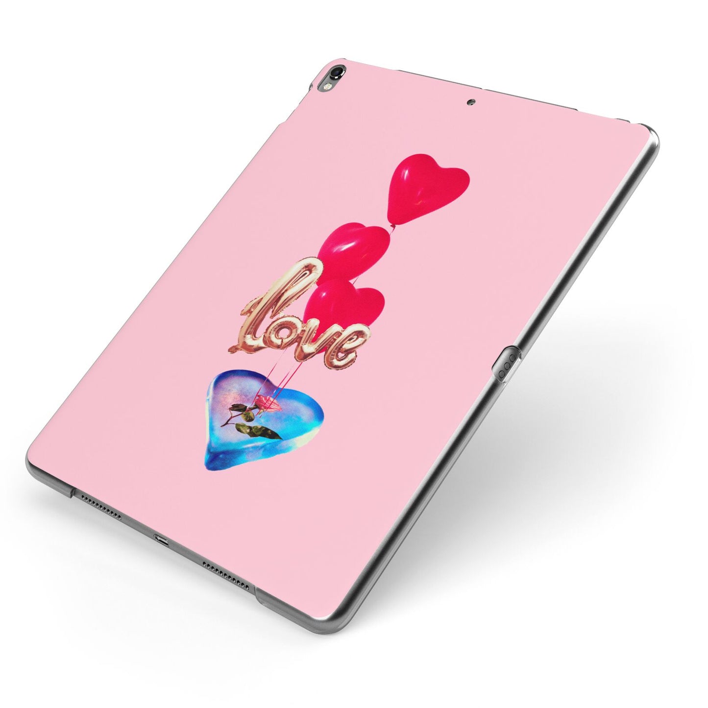 Love bubble balloon Apple iPad Case on Grey iPad Side View