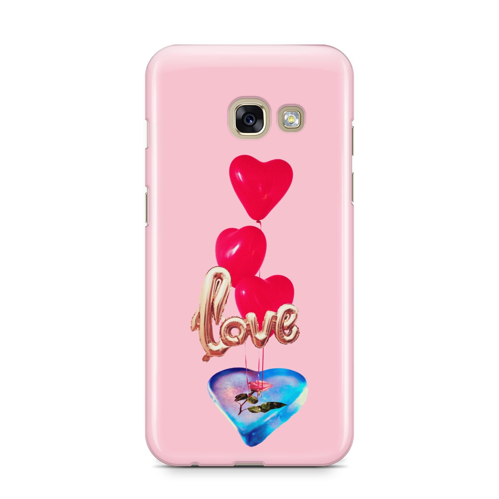 Love bubble balloon Samsung Galaxy A3 2017 Case on gold phone