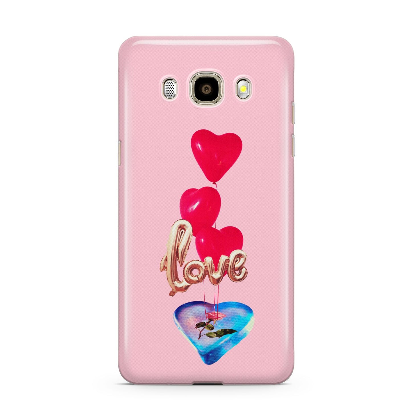 Love bubble balloon Samsung Galaxy J7 2016 Case on gold phone