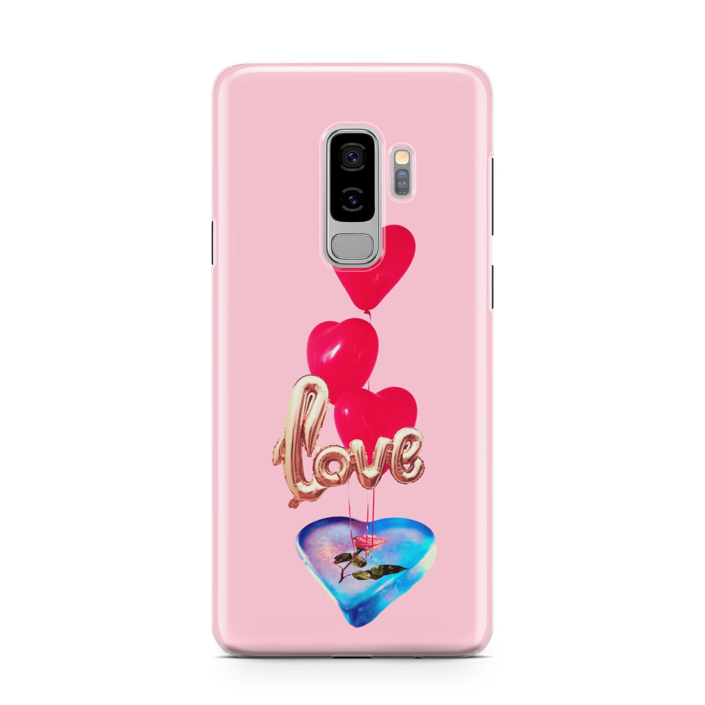 Love bubble balloon Samsung Galaxy S9 Plus Case on Silver phone