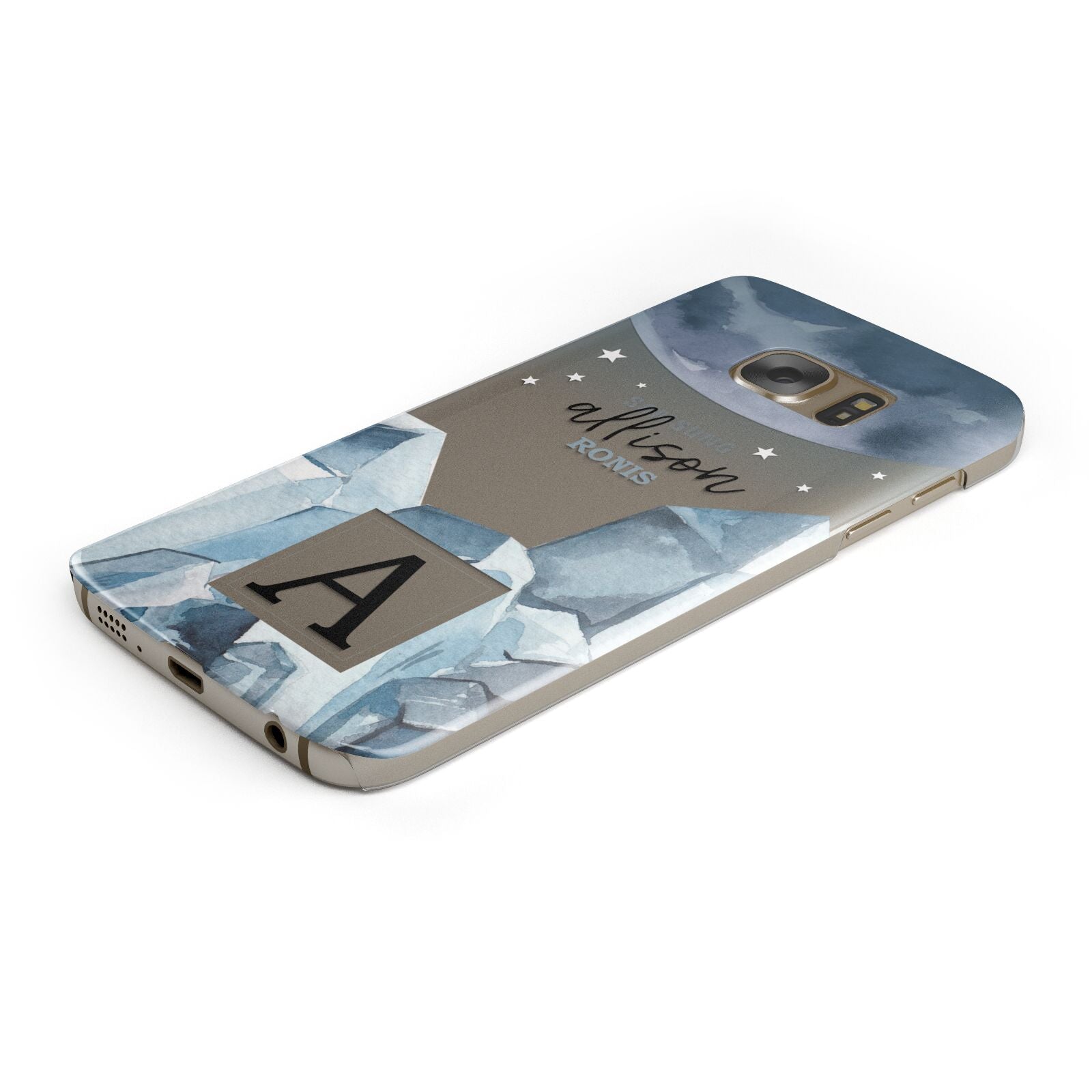 Lunar Crystals Personalised Name Protective Samsung Galaxy Case Angled Image