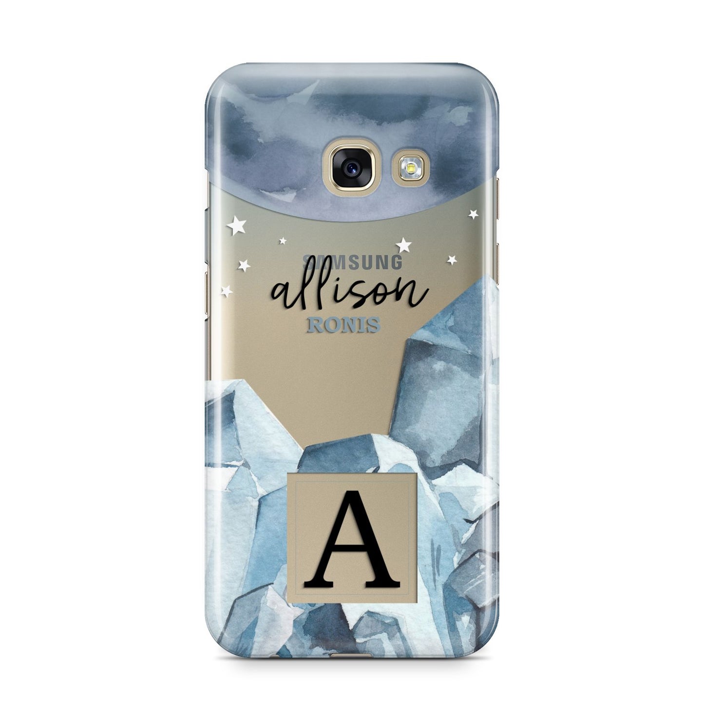 Lunar Crystals Personalised Name Samsung Galaxy A3 2017 Case on gold phone