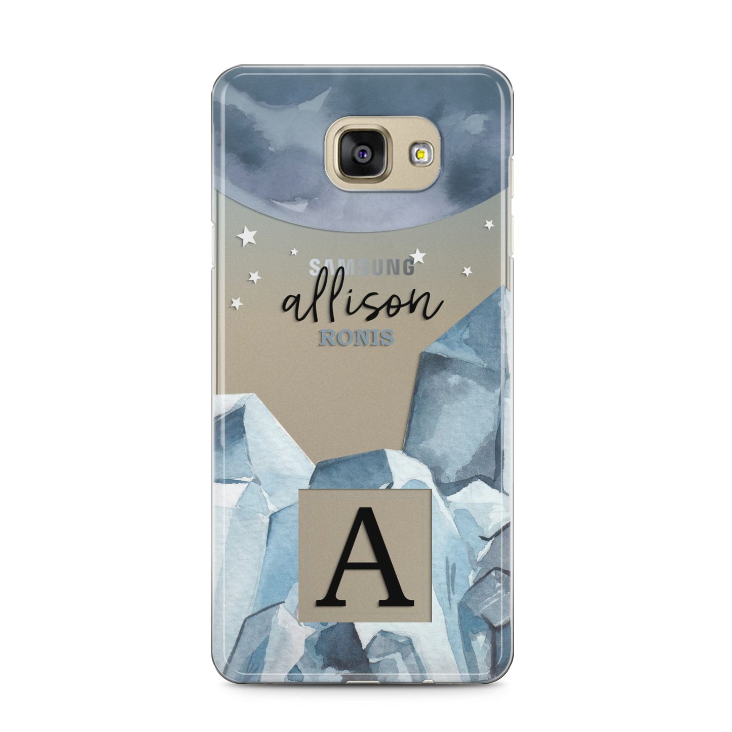 Lunar Crystals Personalised Name Samsung Galaxy A5 2016 Case on gold phone