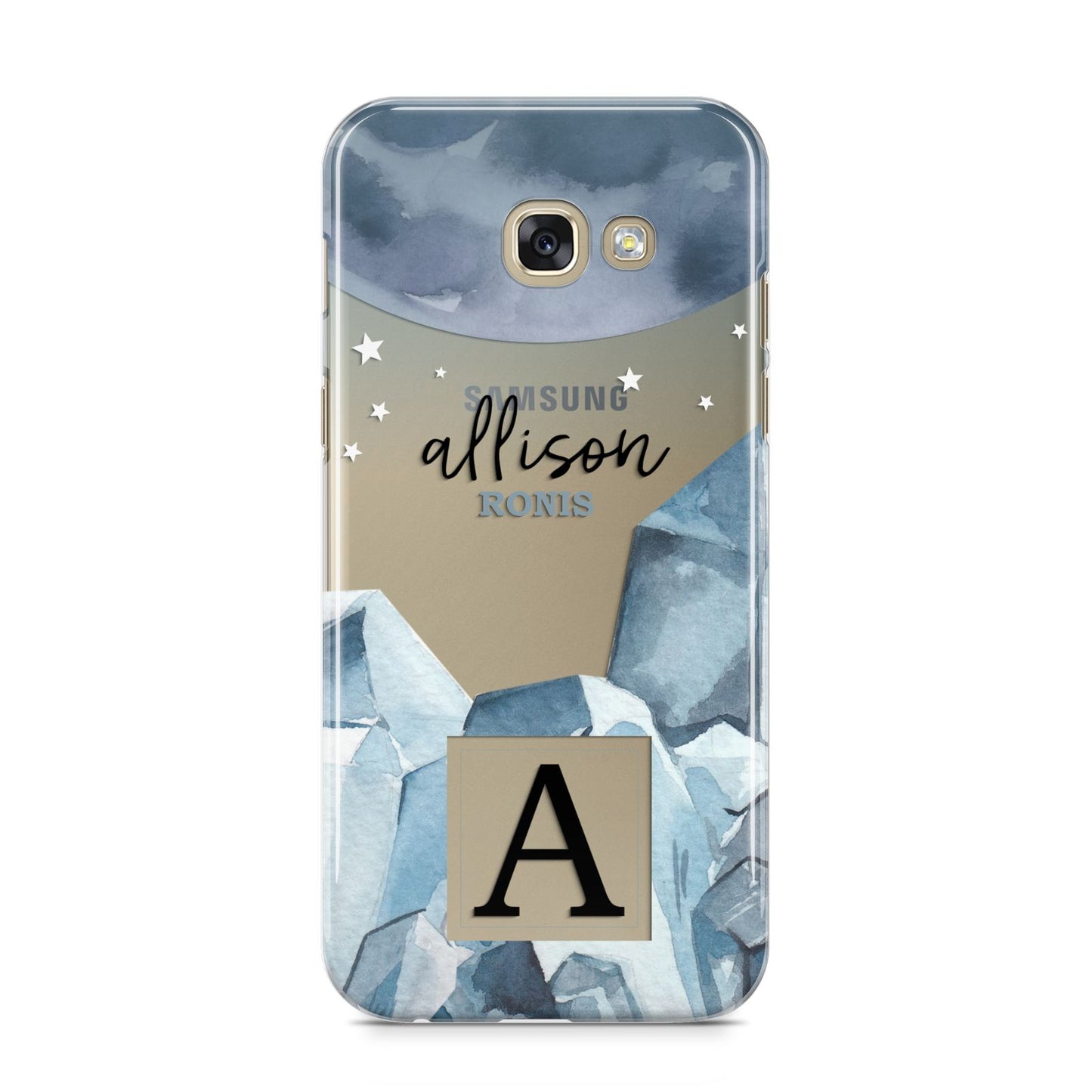 Lunar Crystals Personalised Name Samsung Galaxy A5 2017 Case on gold phone