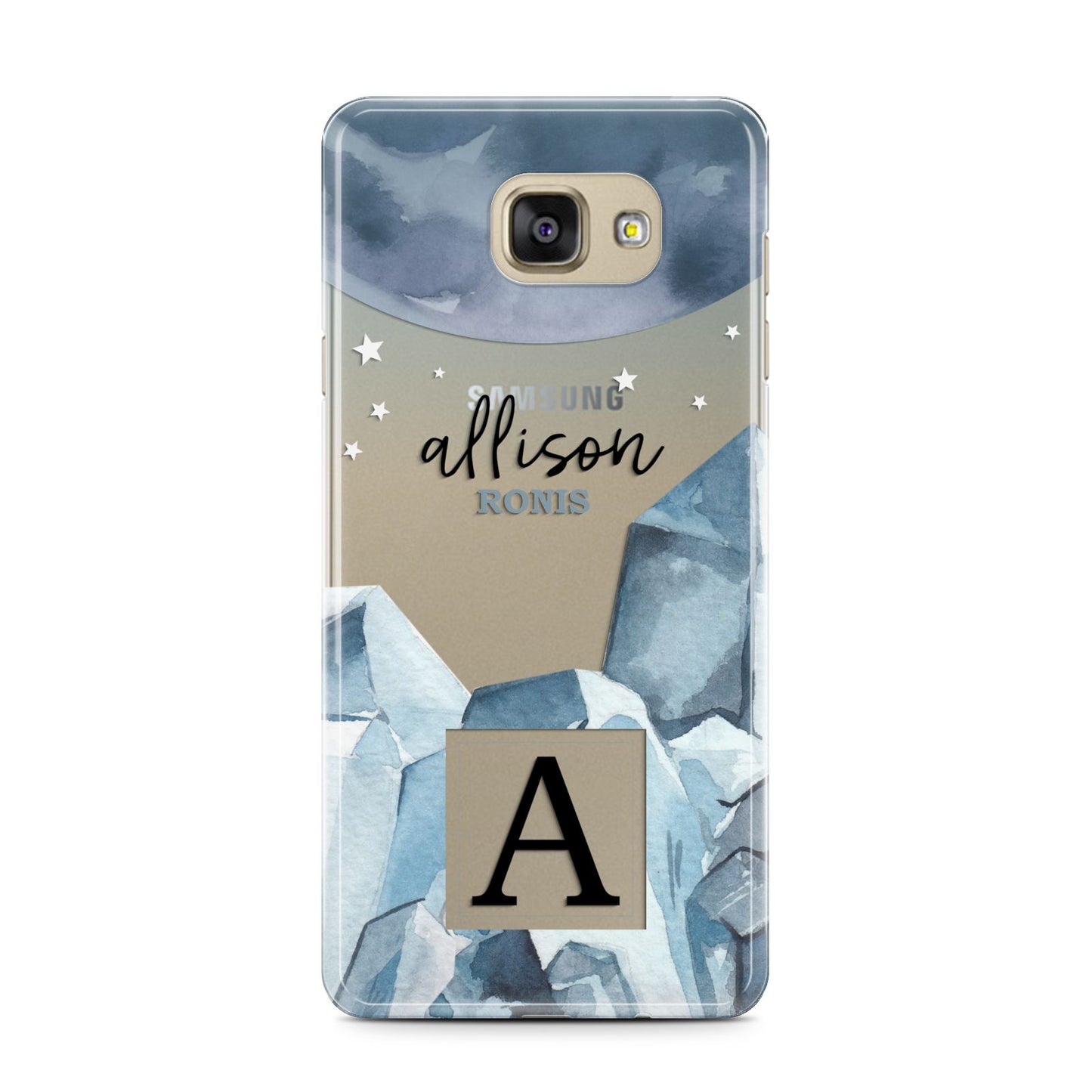 Lunar Crystals Personalised Name Samsung Galaxy A7 2016 Case on gold phone