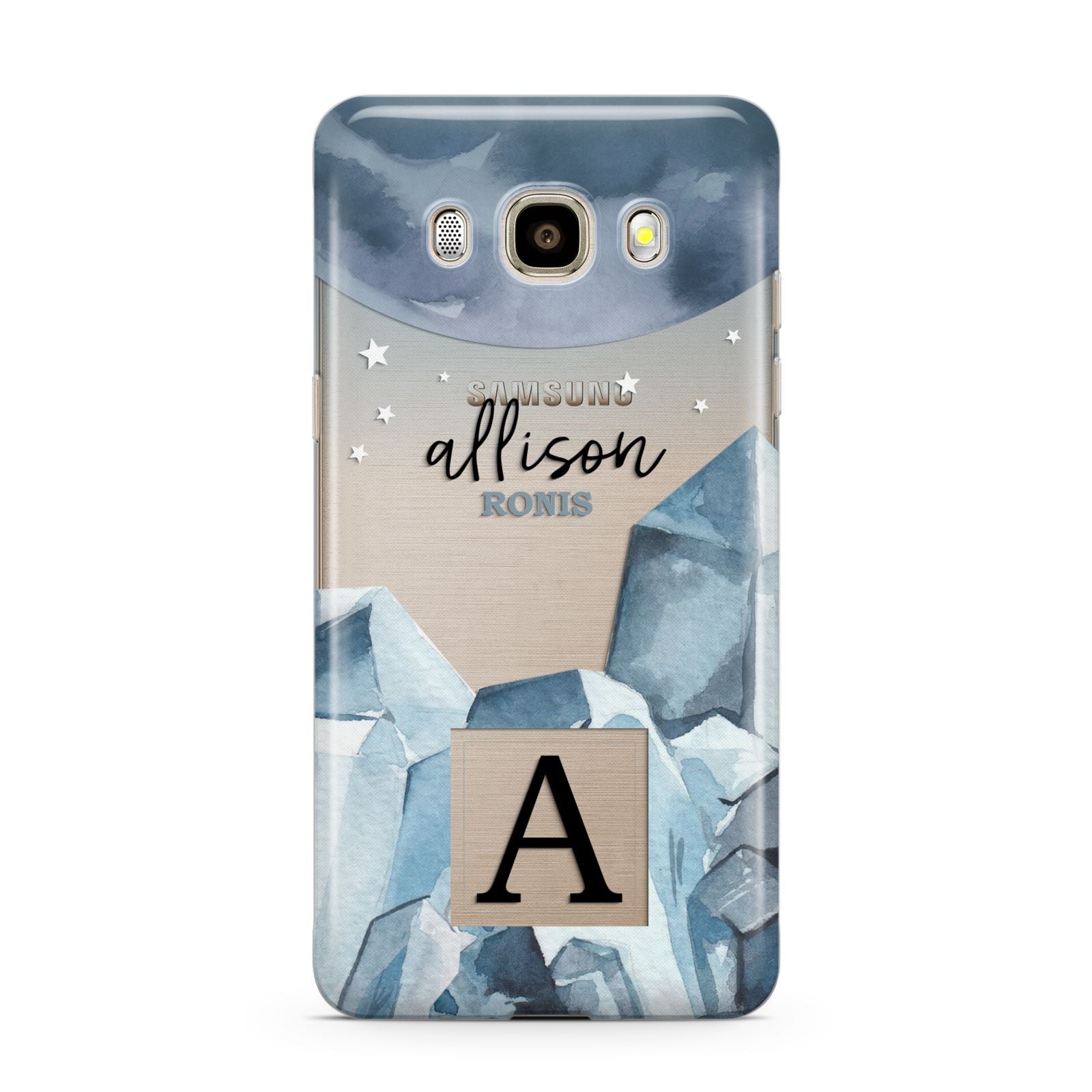 Lunar Crystals Personalised Name Samsung Galaxy J7 2016 Case on gold phone