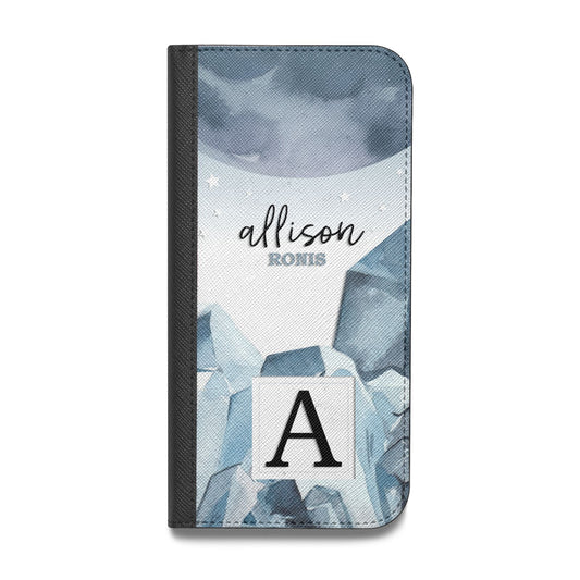 Lunar Crystals Personalised Name Vegan Leather Flip iPhone Case