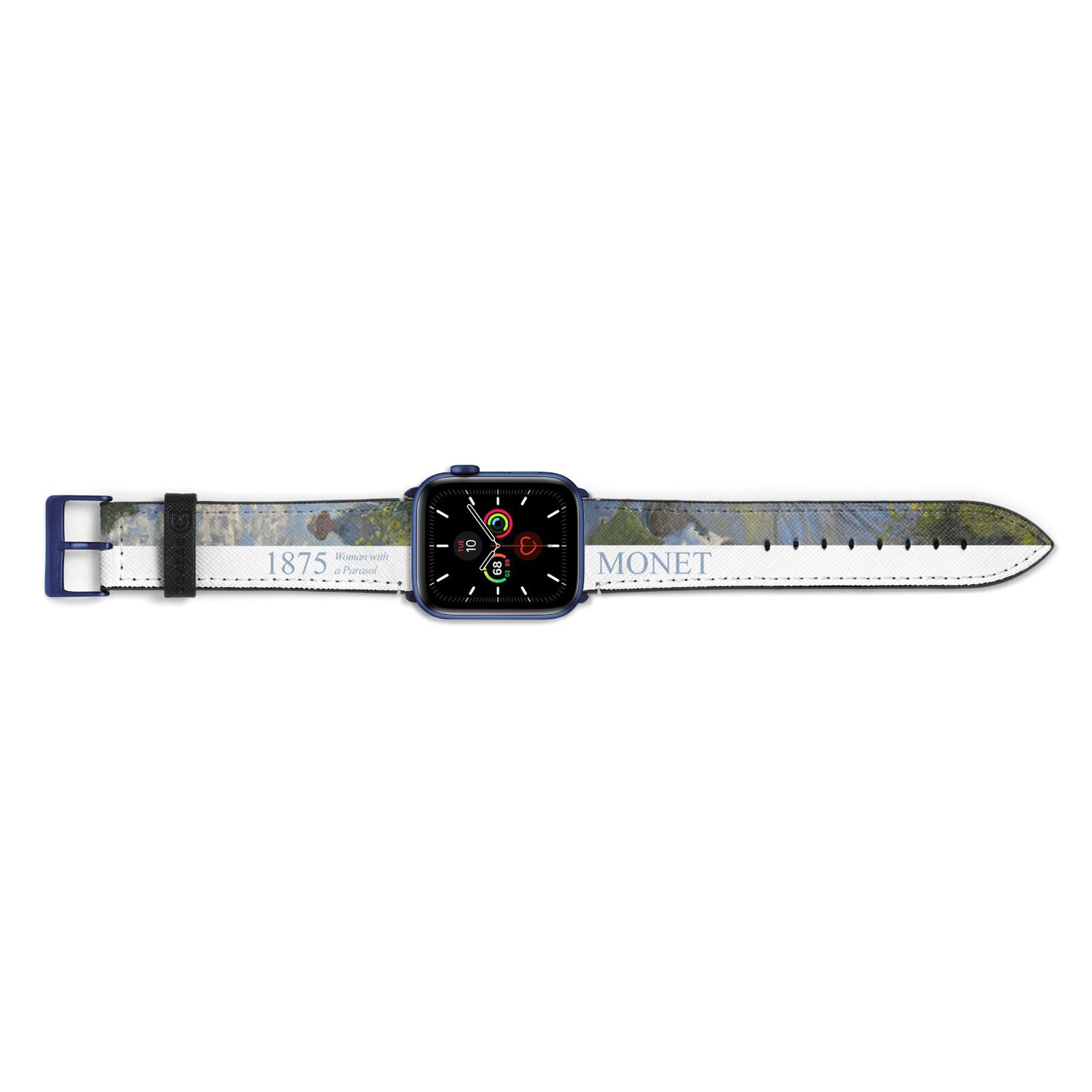 Madame Monet And Her Son By Claude Monet Apple Watch Strap Landscape Image Blue Hardware